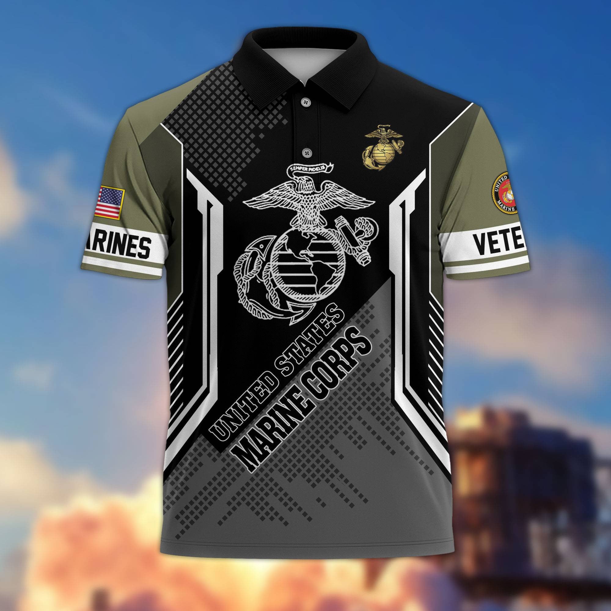 Premium US Veterans Polo Shirt, Gifts For Dad, For Husband, Gifts For US Veterans, Gifts On Father's Day, Independence Day, Veterans Day.