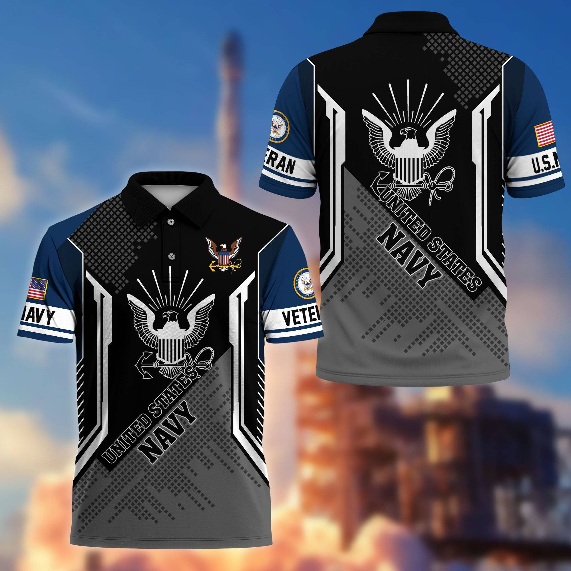Premium US Veterans Polo Shirt, Gifts For Dad, For Husband, Gifts For US Veterans, Gifts On Father's Day, Independence Day, Veterans Day.