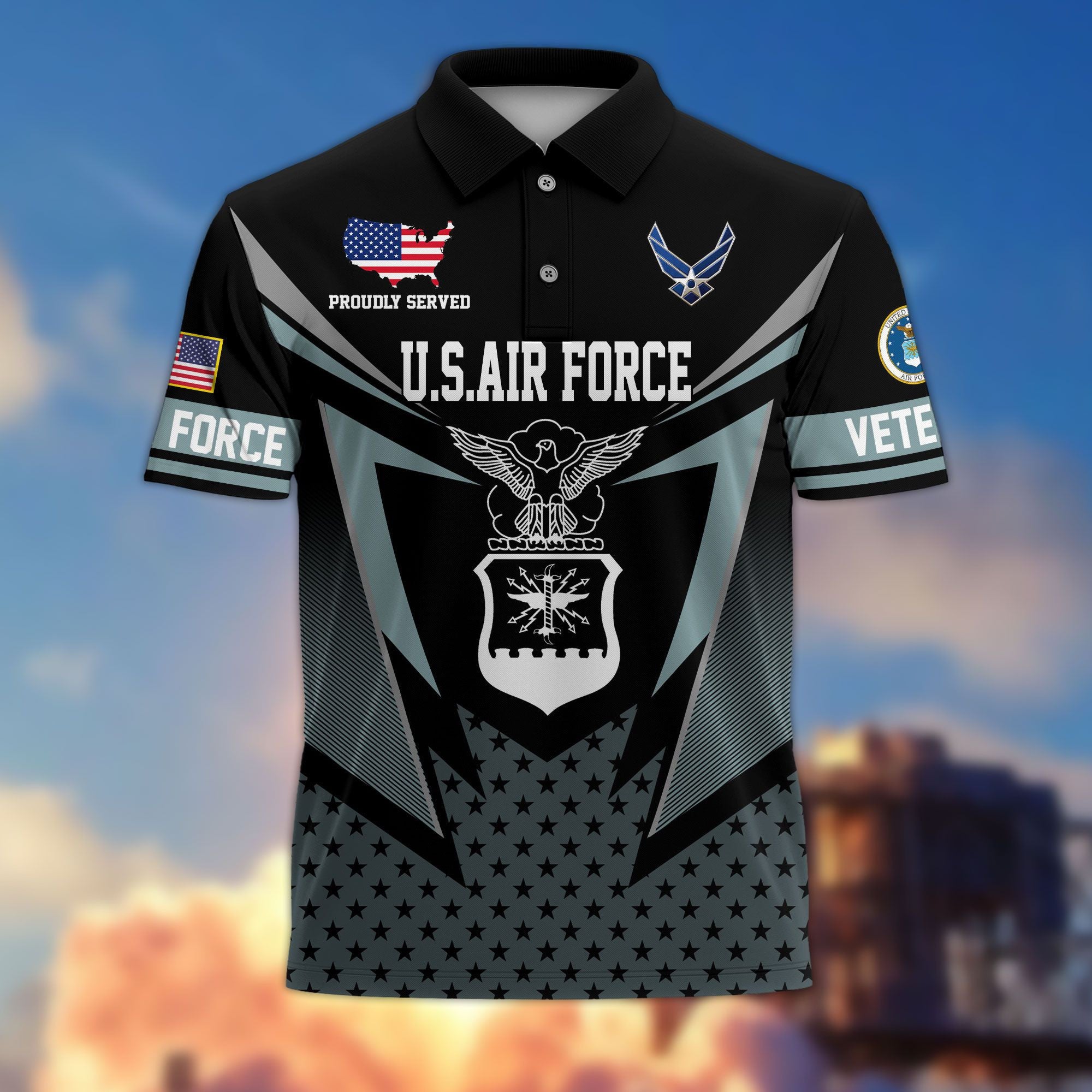 Premium US Veterans Polo Shirt, Gifts For US Veterans, Gifts On Father's Day, Independence Day, Armed Forces Day, Veterans Day.