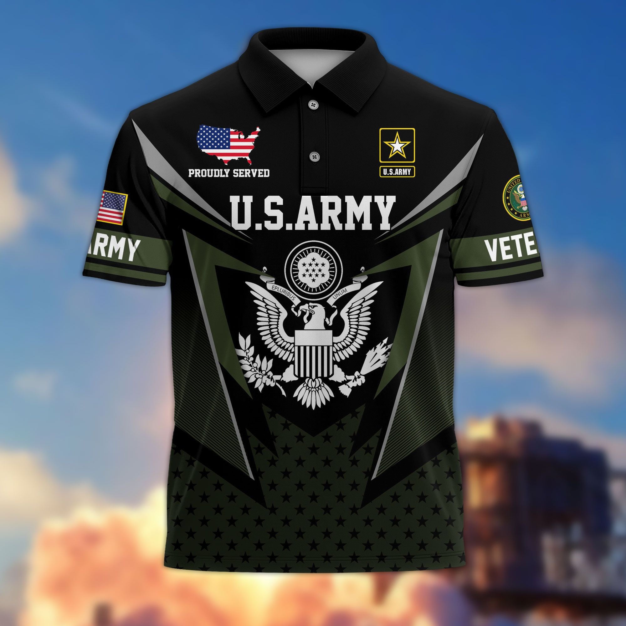 Premium US Veterans Polo Shirt, Gifts For US Veterans, Gifts On Father's Day, Independence Day, Armed Forces Day, Veterans Day.