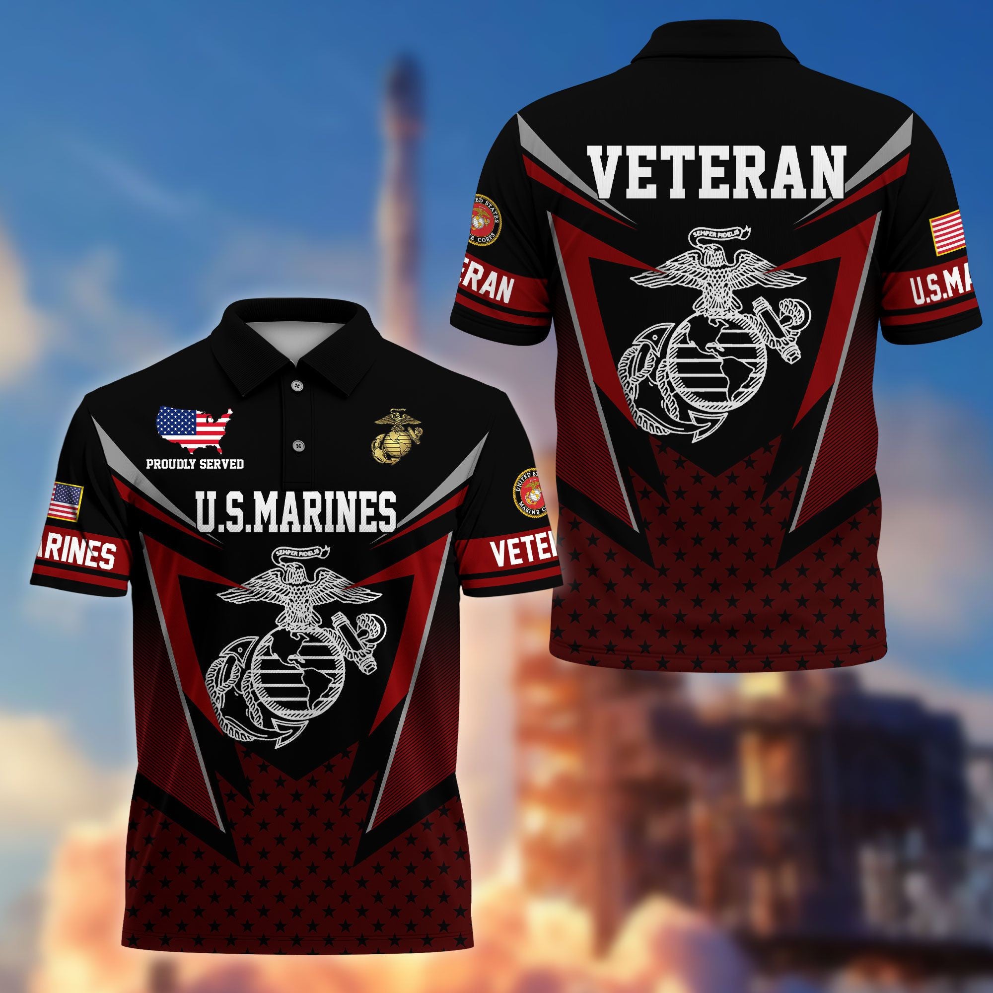 Premium US Veterans Polo Shirt, Gifts For US Veterans, Gifts On Father's Day, Independence Day, Armed Forces Day, Veterans Day.