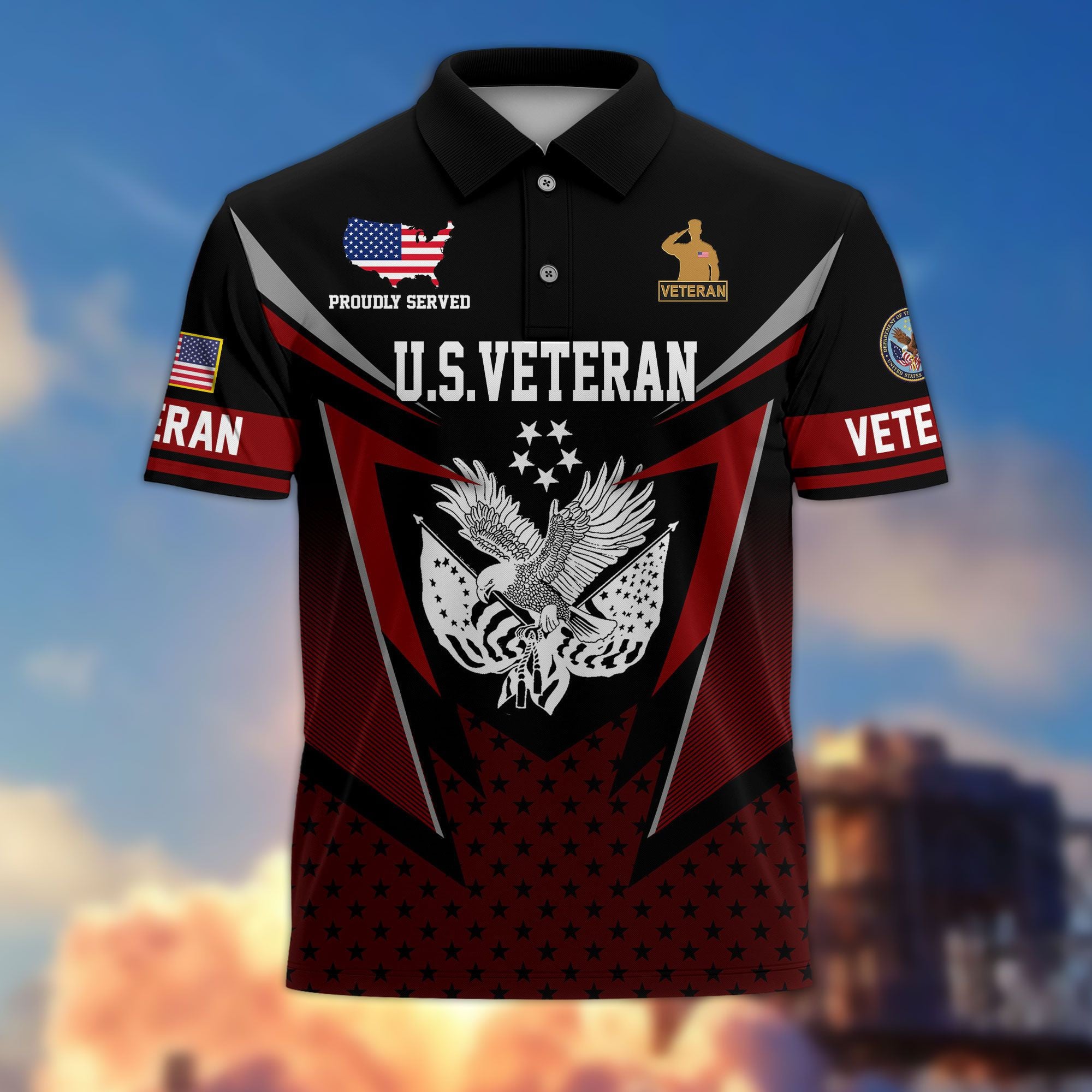 Premium US Veterans Polo Shirt, Gifts For US Veterans, Gifts On Father's Day, Independence Day, Armed Forces Day, Veterans Day.