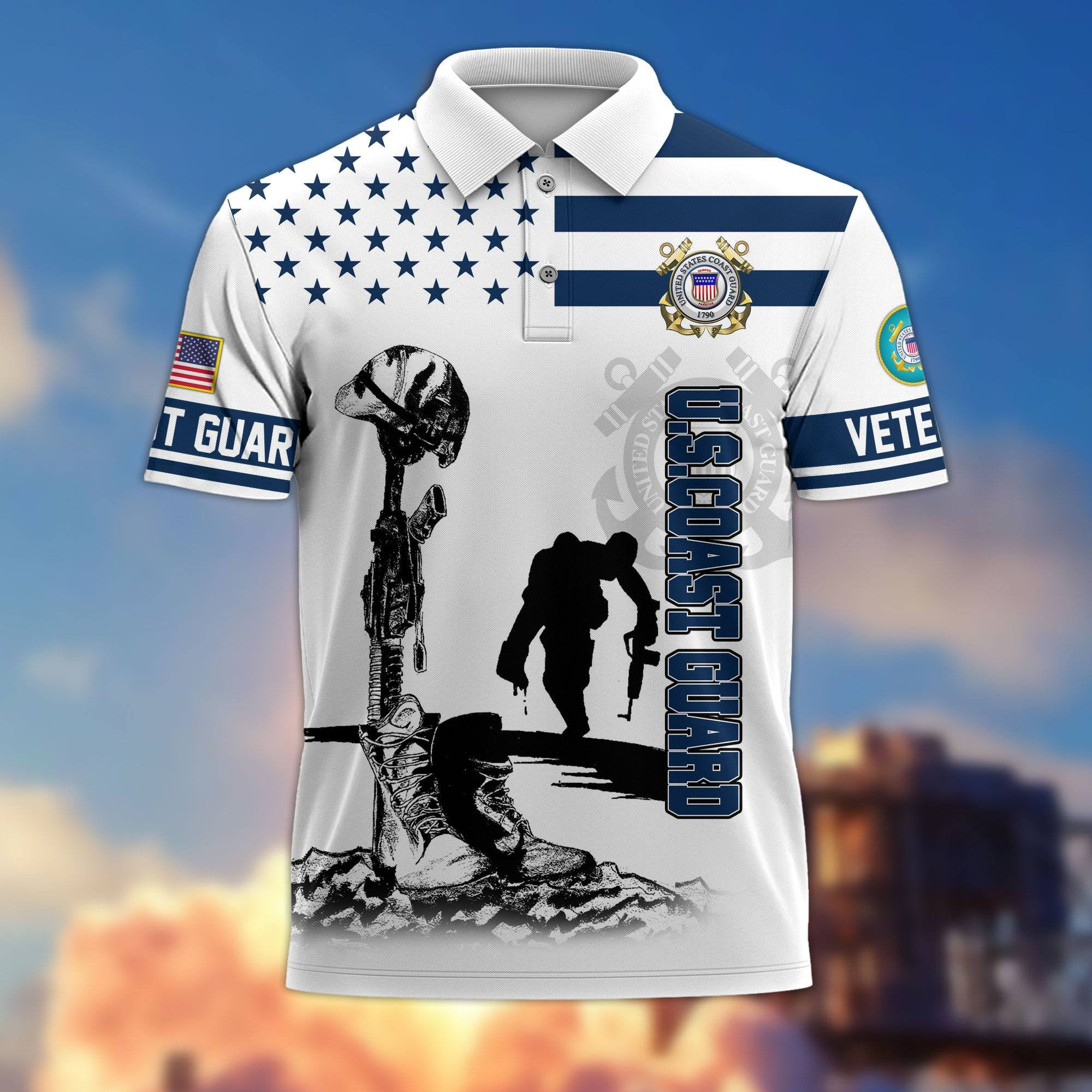 Premium US Veterans Polo Shirt, Gifts For US Veterans, Gifts On Father's Day, Independence Day, Armed Forces Day, Veterans Day.