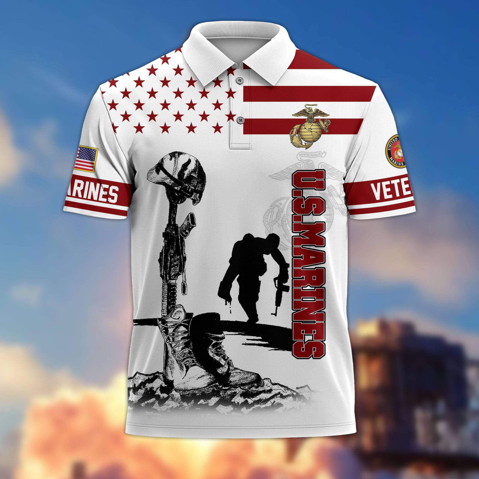 Premium US Veterans Polo Shirt, Gifts For US Veterans, Gifts On Father's Day, Independence Day, Armed Forces Day, Veterans Day.