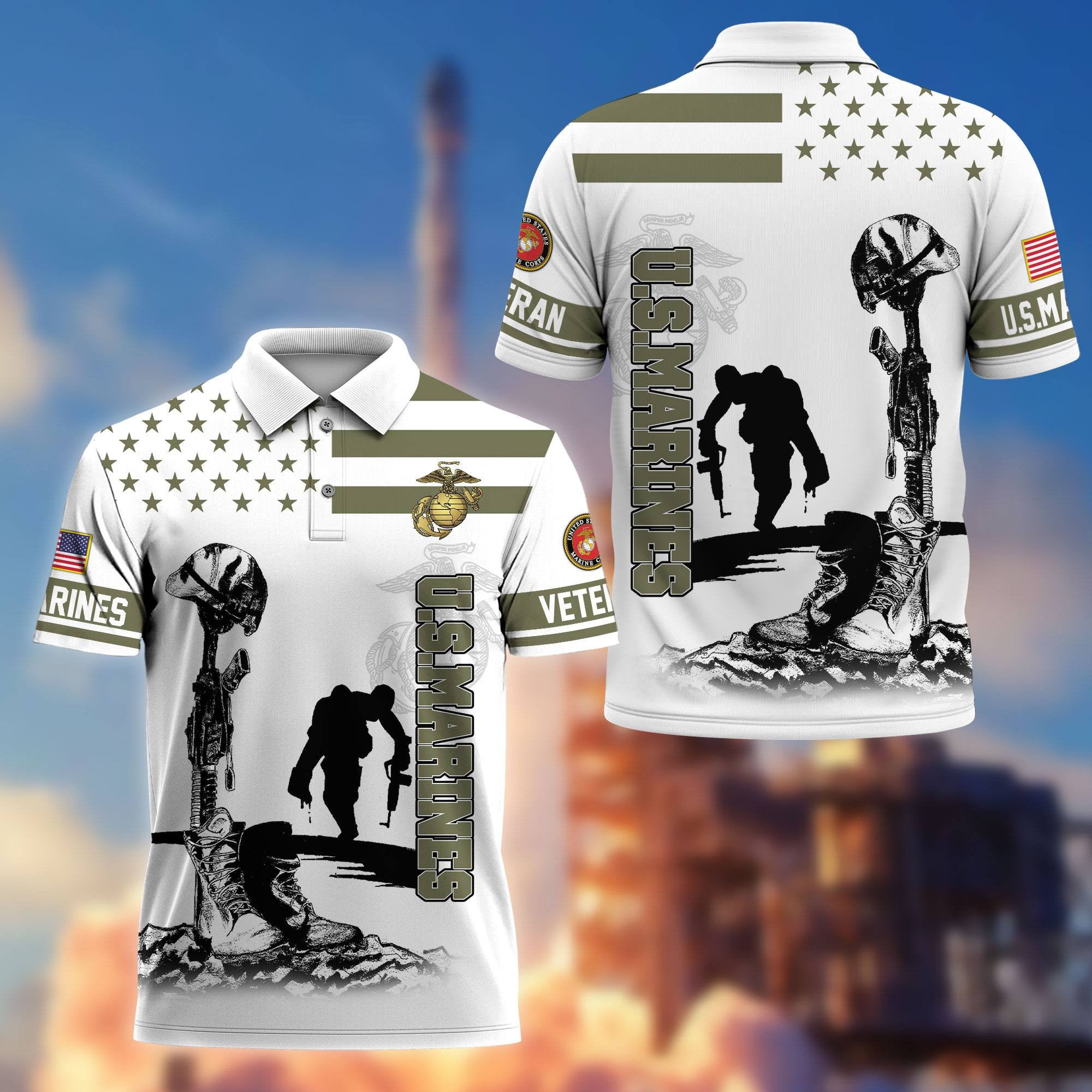 Premium US Veterans Polo Shirt, Gifts For US Veterans, Gifts On Father's Day, Independence Day, Armed Forces Day, Veterans Day.
