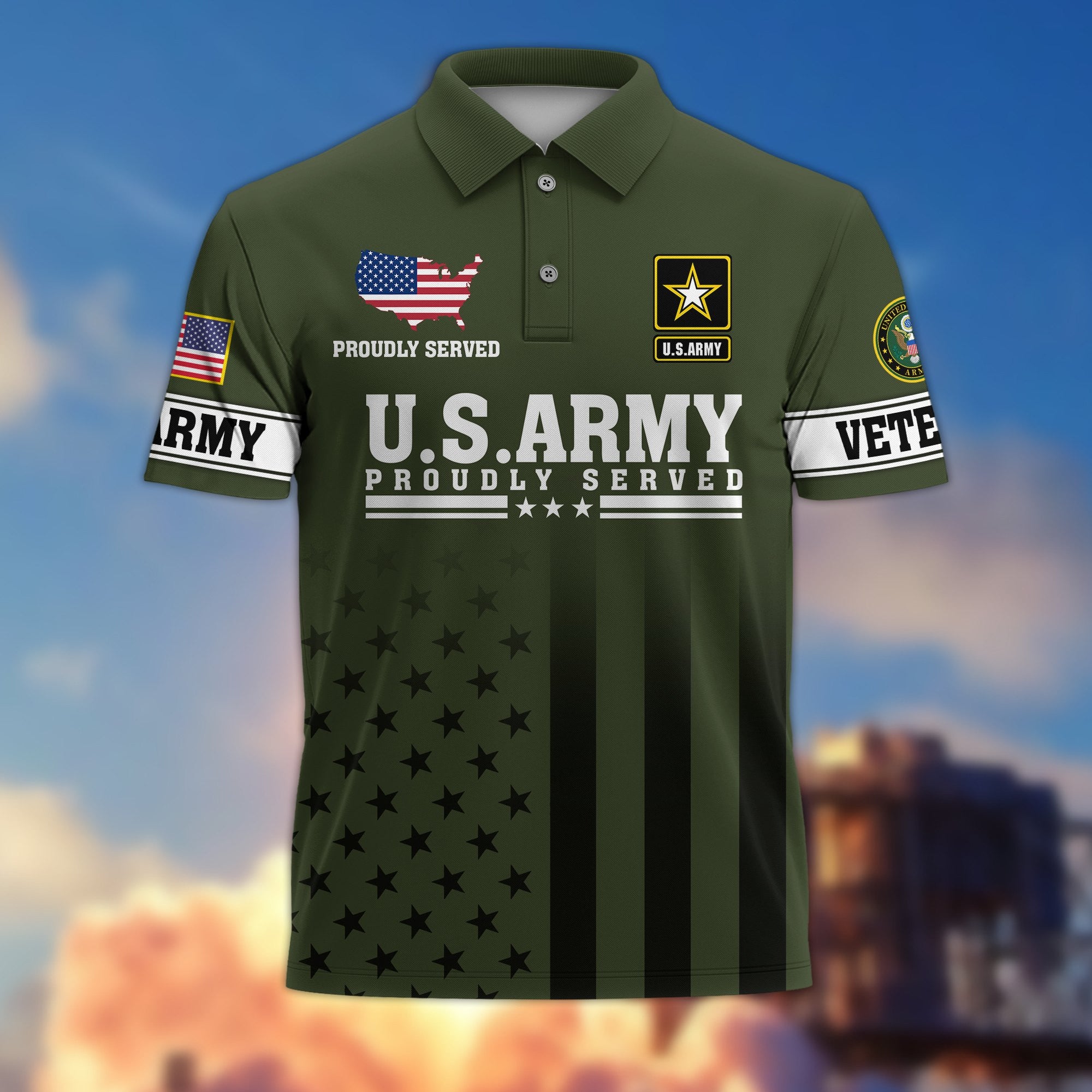 Premium US Veterans Polo Shirt, Gifts For US Veterans, Gifts On Father's Day, Independence Day, Armed Forces Day, Veterans Day.