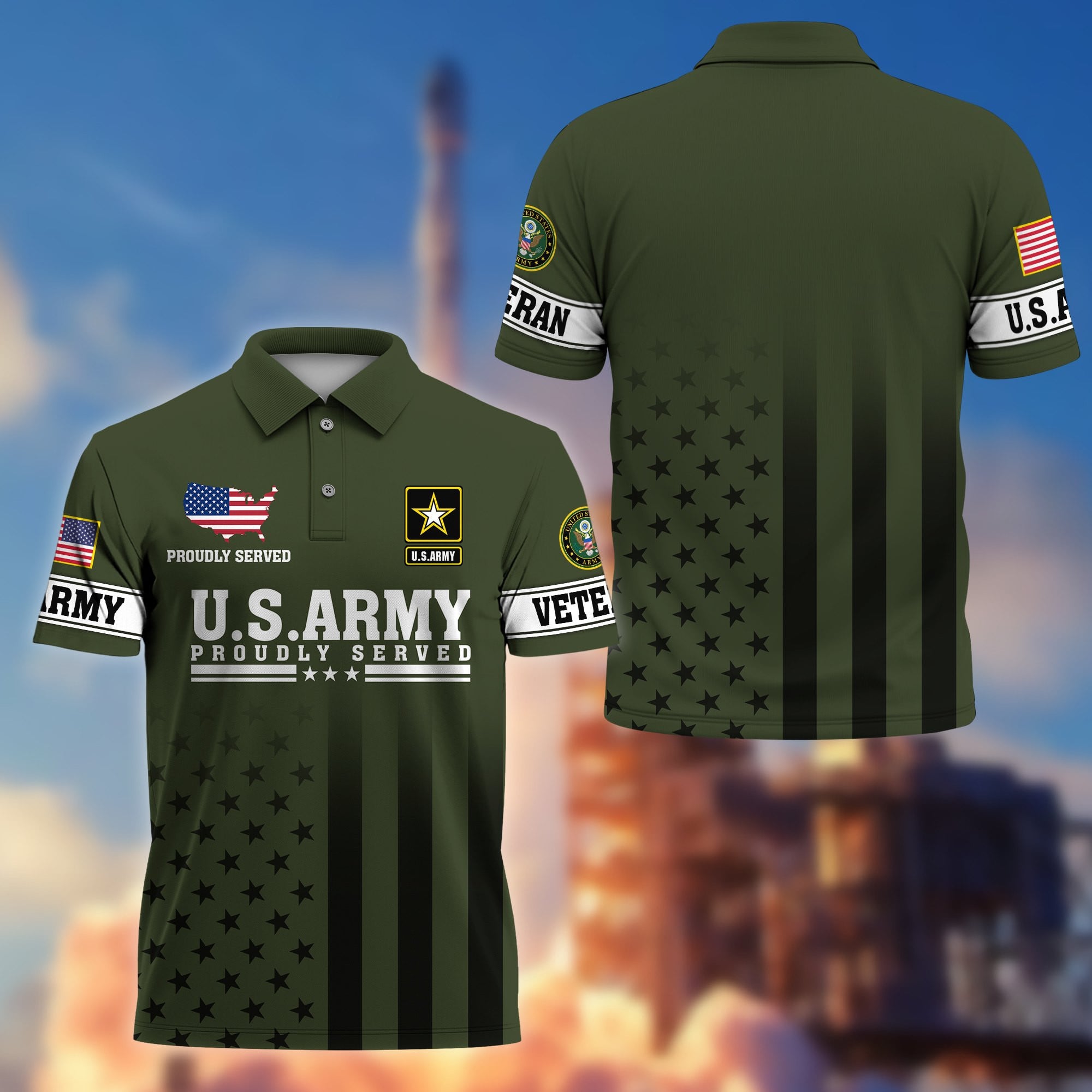 Premium US Veterans Polo Shirt, Gifts For US Veterans, Gifts On Father's Day, Independence Day, Armed Forces Day, Veterans Day.