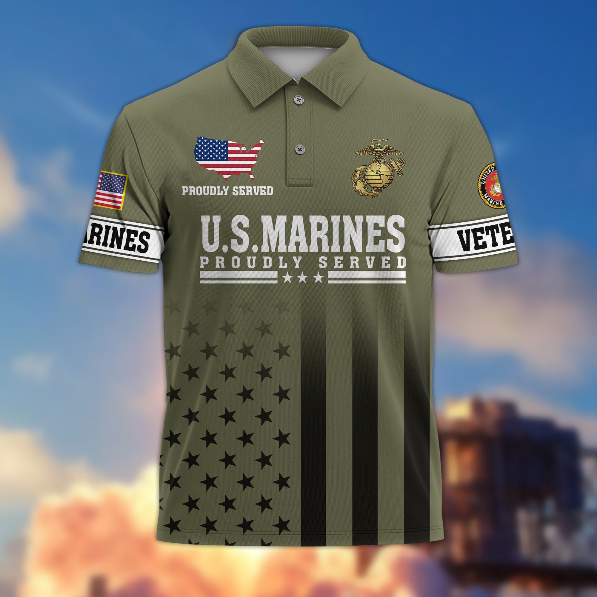 Premium US Veterans Polo Shirt, Gifts For US Veterans, Gifts On Father's Day, Independence Day, Armed Forces Day, Veterans Day.
