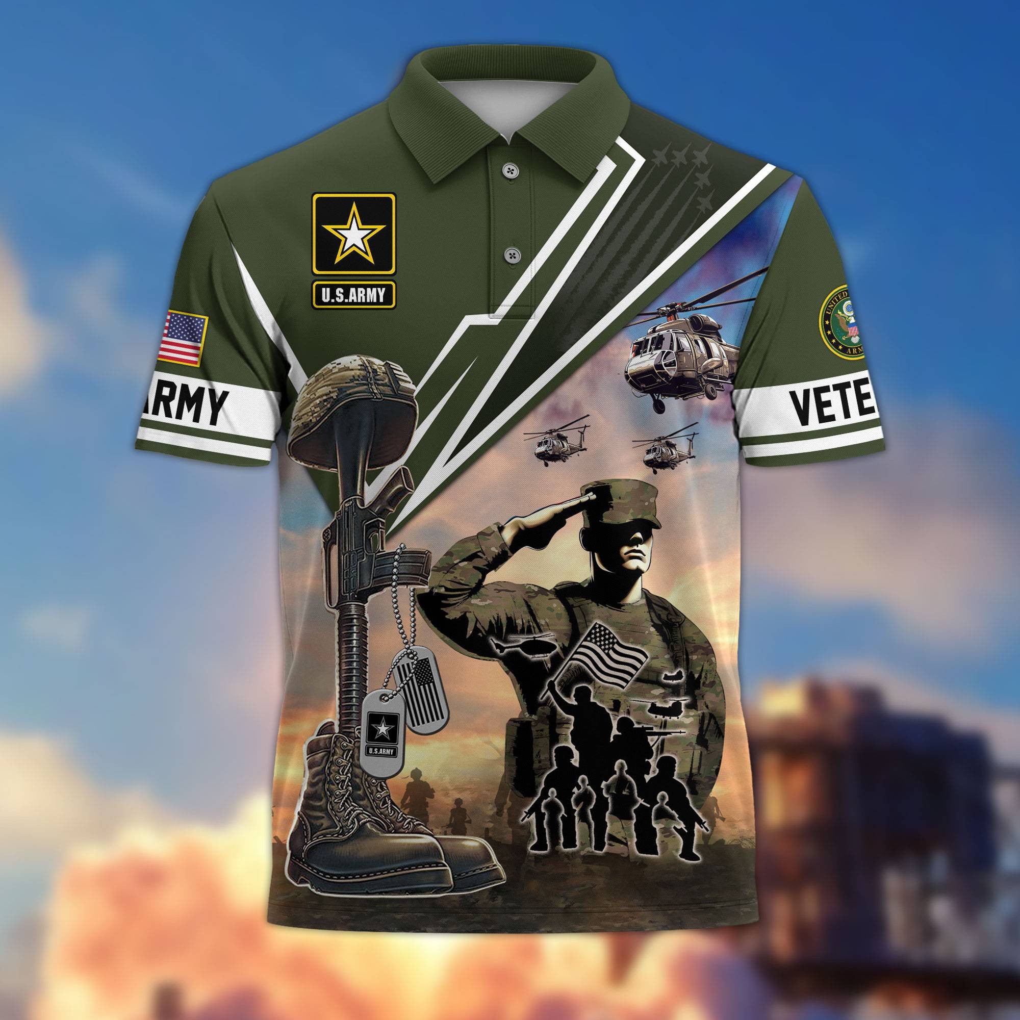 Premium US Veterans Polo Shirt, Gifts For US Veterans, Gifts On Father's Day, Independence Day, Armed Forces Day, Veterans Day.