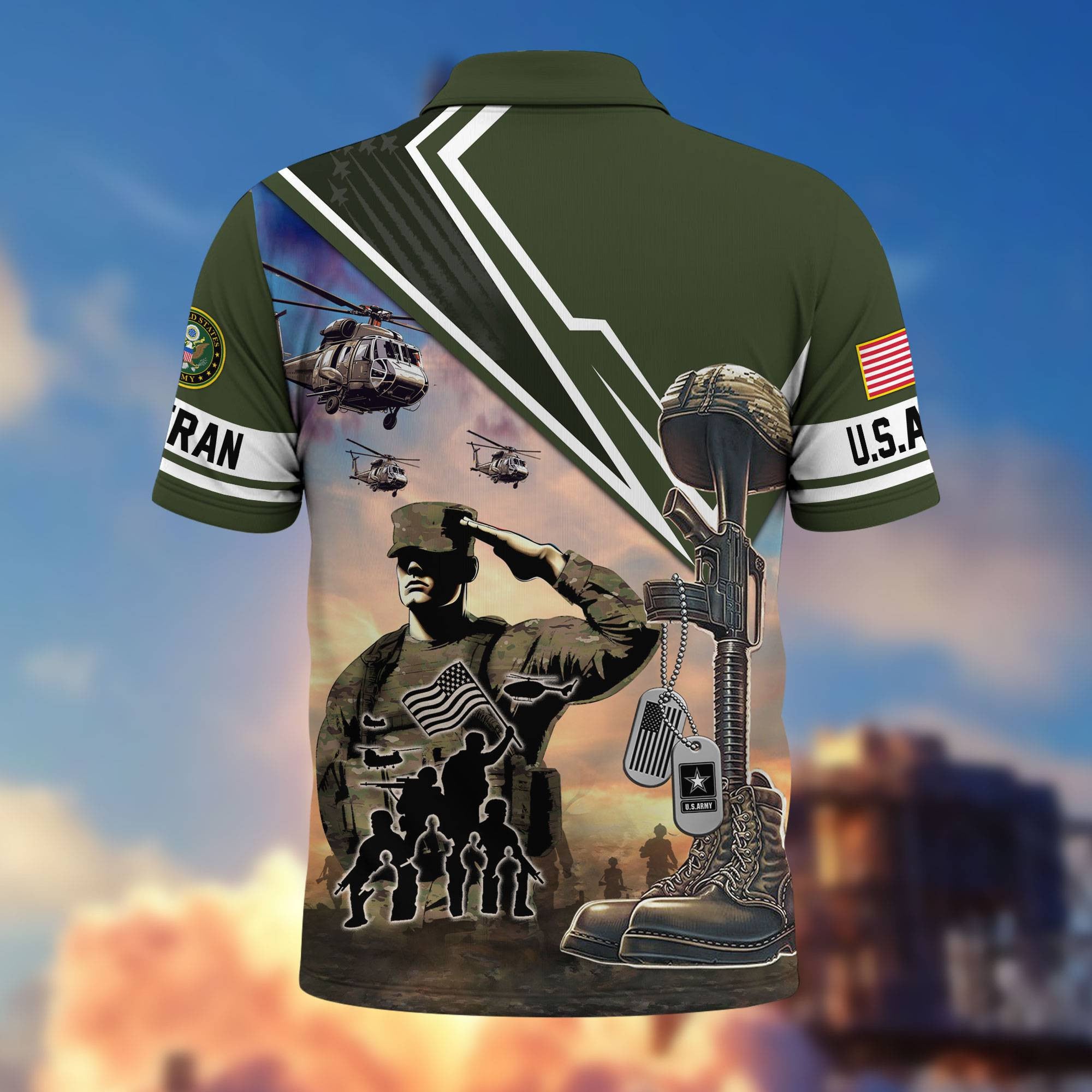 Premium US Veterans Polo Shirt, Gifts For US Veterans, Gifts On Father's Day, Independence Day, Armed Forces Day, Veterans Day.