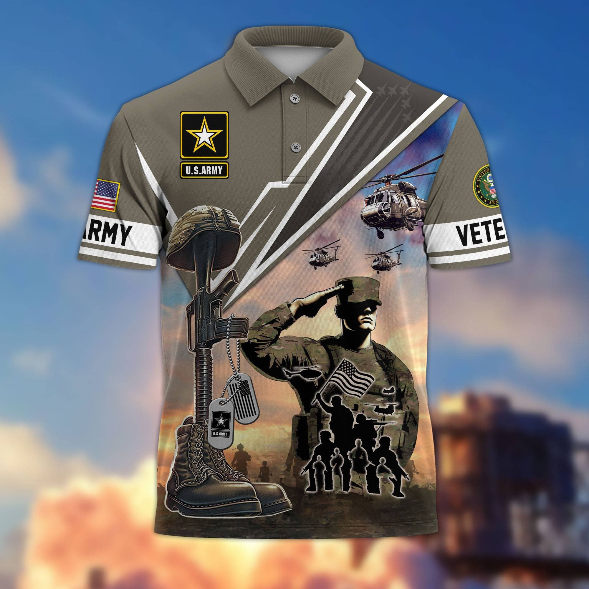 Premium US Veterans Polo Shirt, Gifts For US Veterans, Gifts On Father's Day, Independence Day, Armed Forces Day, Veterans Day.