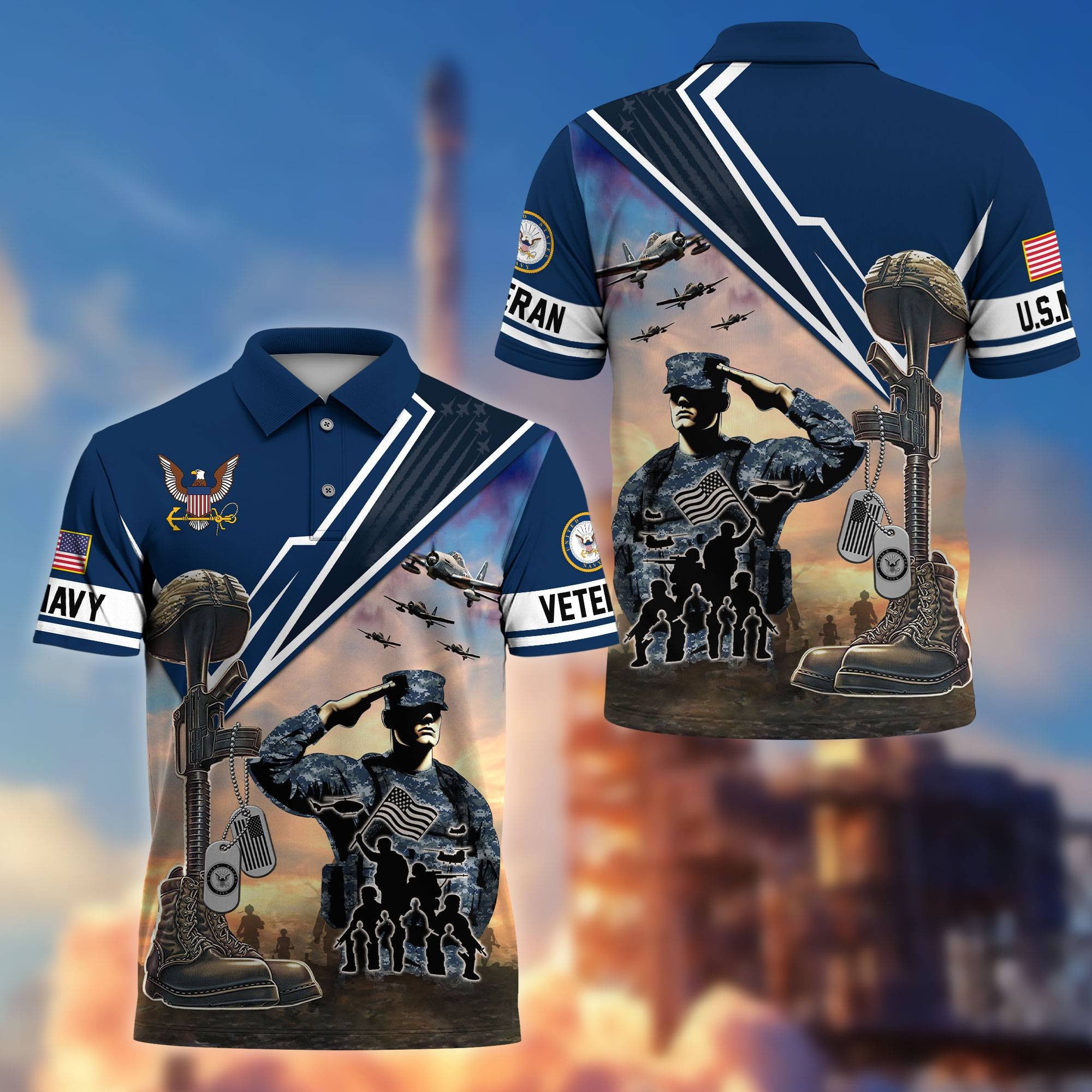 Premium US Veterans Polo Shirt, Gifts For US Veterans, Gifts On Father's Day, Independence Day, Armed Forces Day, Veterans Day.