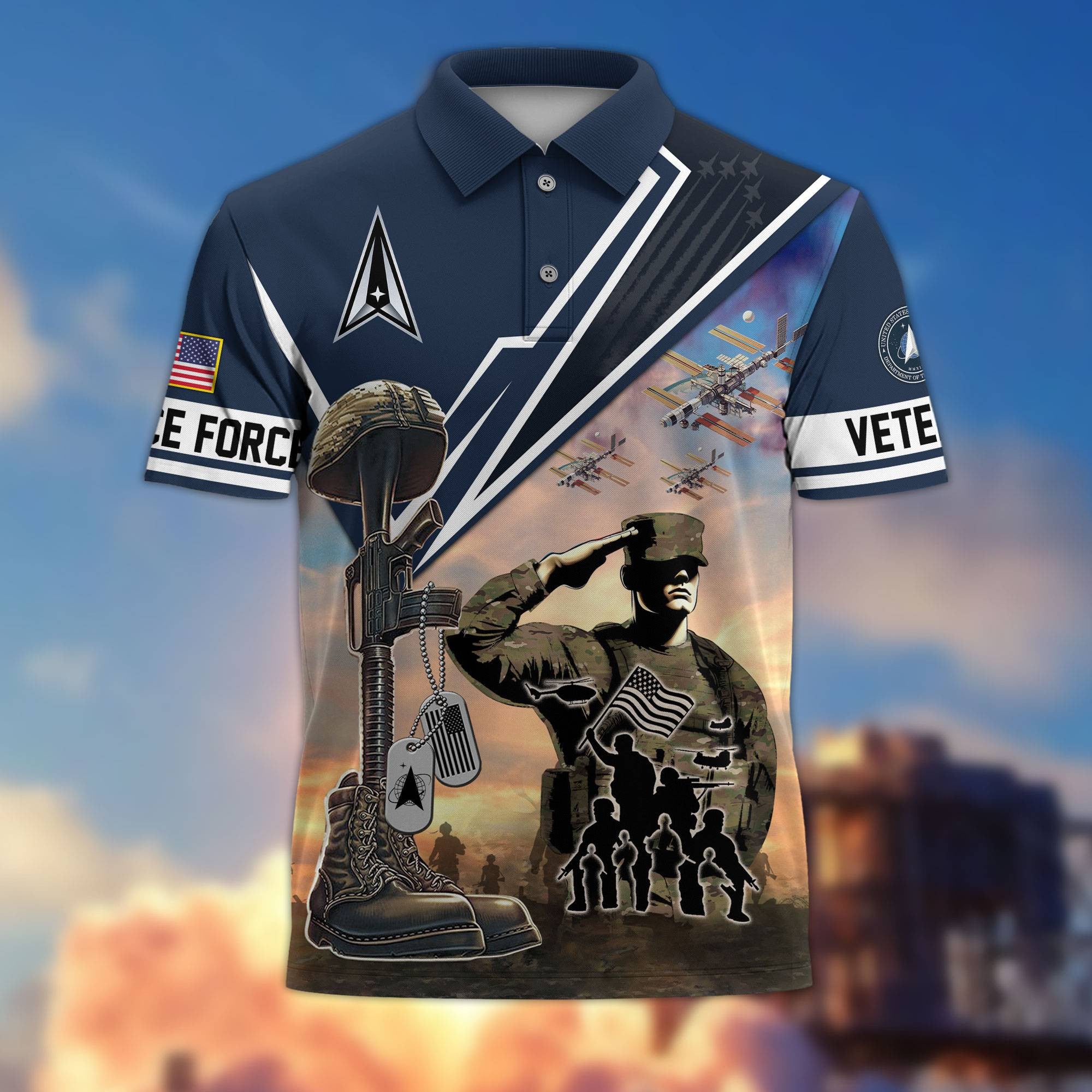 Premium US Veterans Polo Shirt, Gifts For US Veterans, Gifts On Father's Day, Independence Day, Armed Forces Day, Veterans Day.