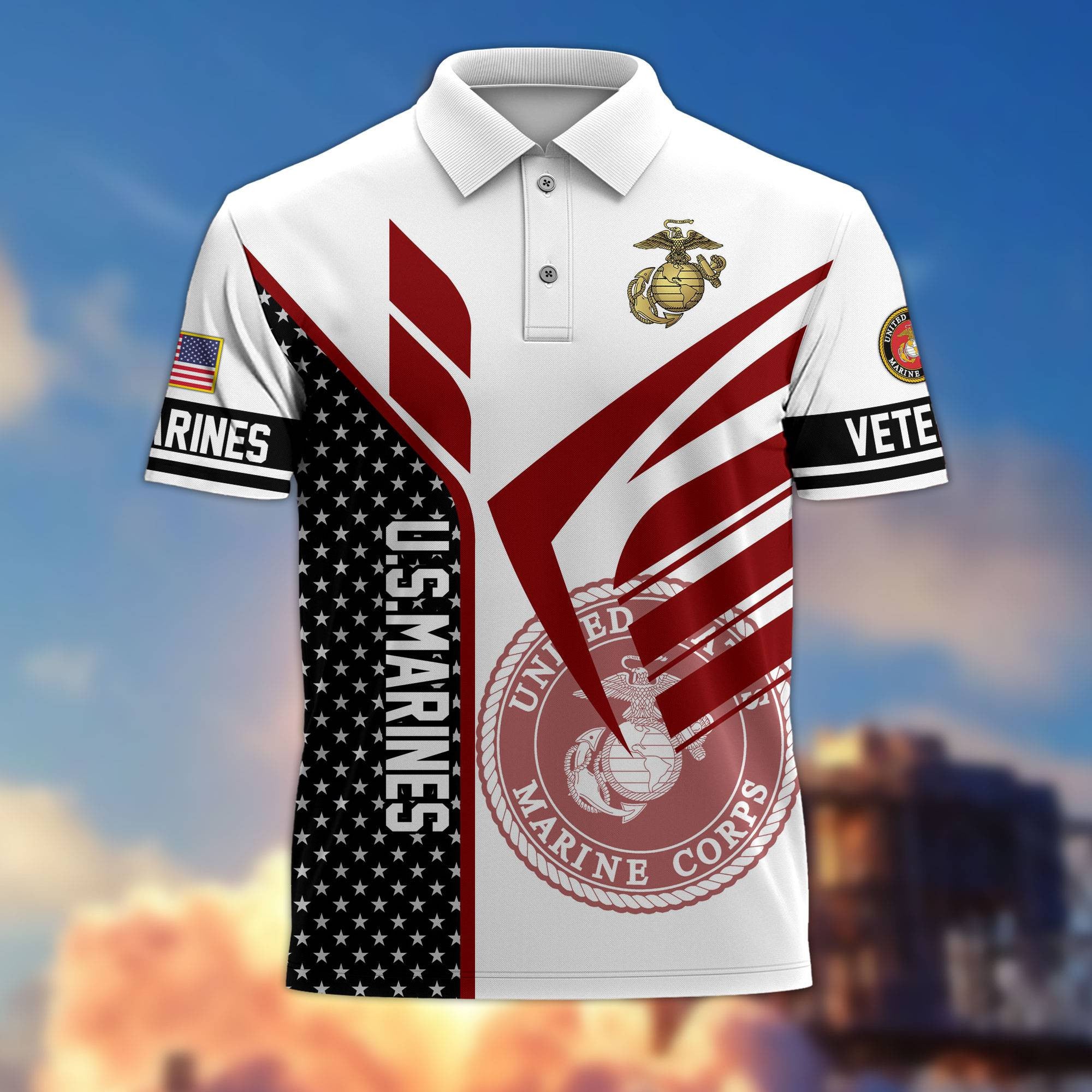 Premium US Veterans Polo Shirt, Gifts For US Veterans, Gifts On Father's Day, Independence Day, Armed Forces Day, Veterans Day.