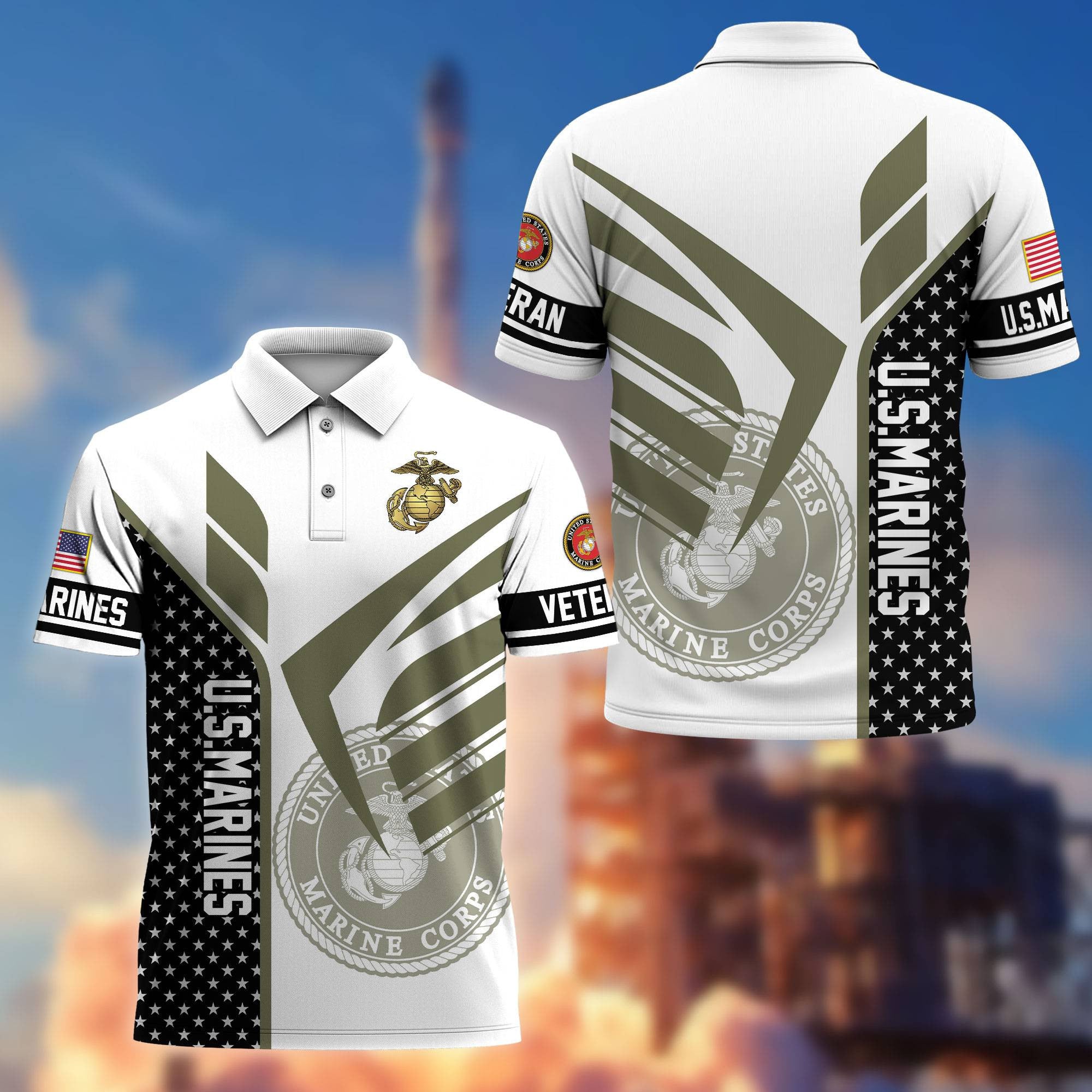 Premium US Veterans Polo Shirt, Gifts For US Veterans, Gifts On Father's Day, Independence Day, Armed Forces Day, Veterans Day.