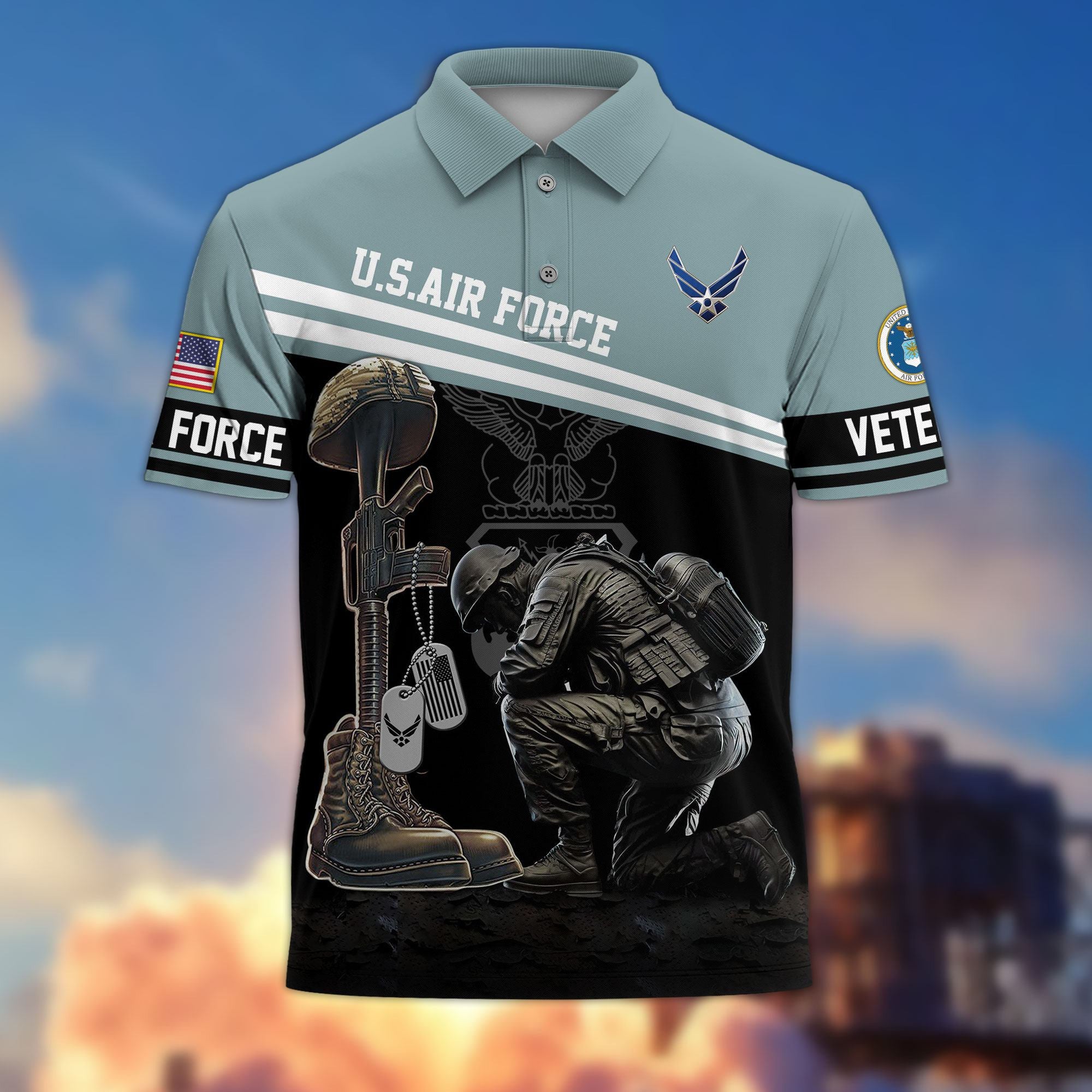 Premium US Veterans Polo Shirt, Gifts For US Veterans, Gifts On Father's Day, Independence Day, Armed Forces Day, Veterans Day.