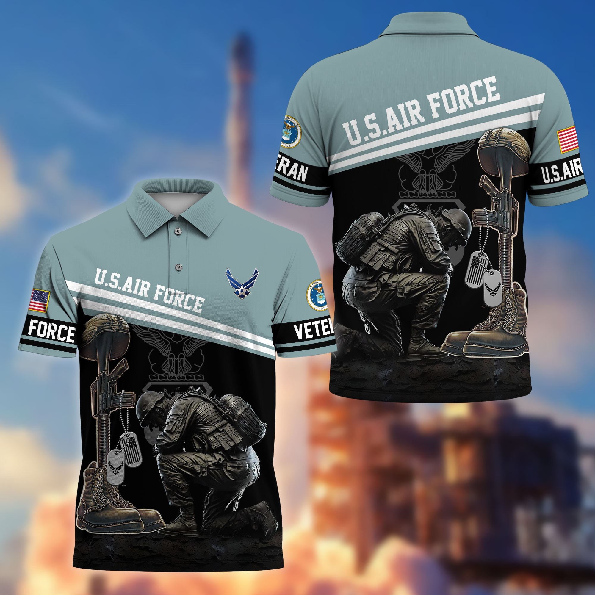 Premium US Veterans Polo Shirt, Gifts For US Veterans, Gifts On Father's Day, Independence Day, Armed Forces Day, Veterans Day.