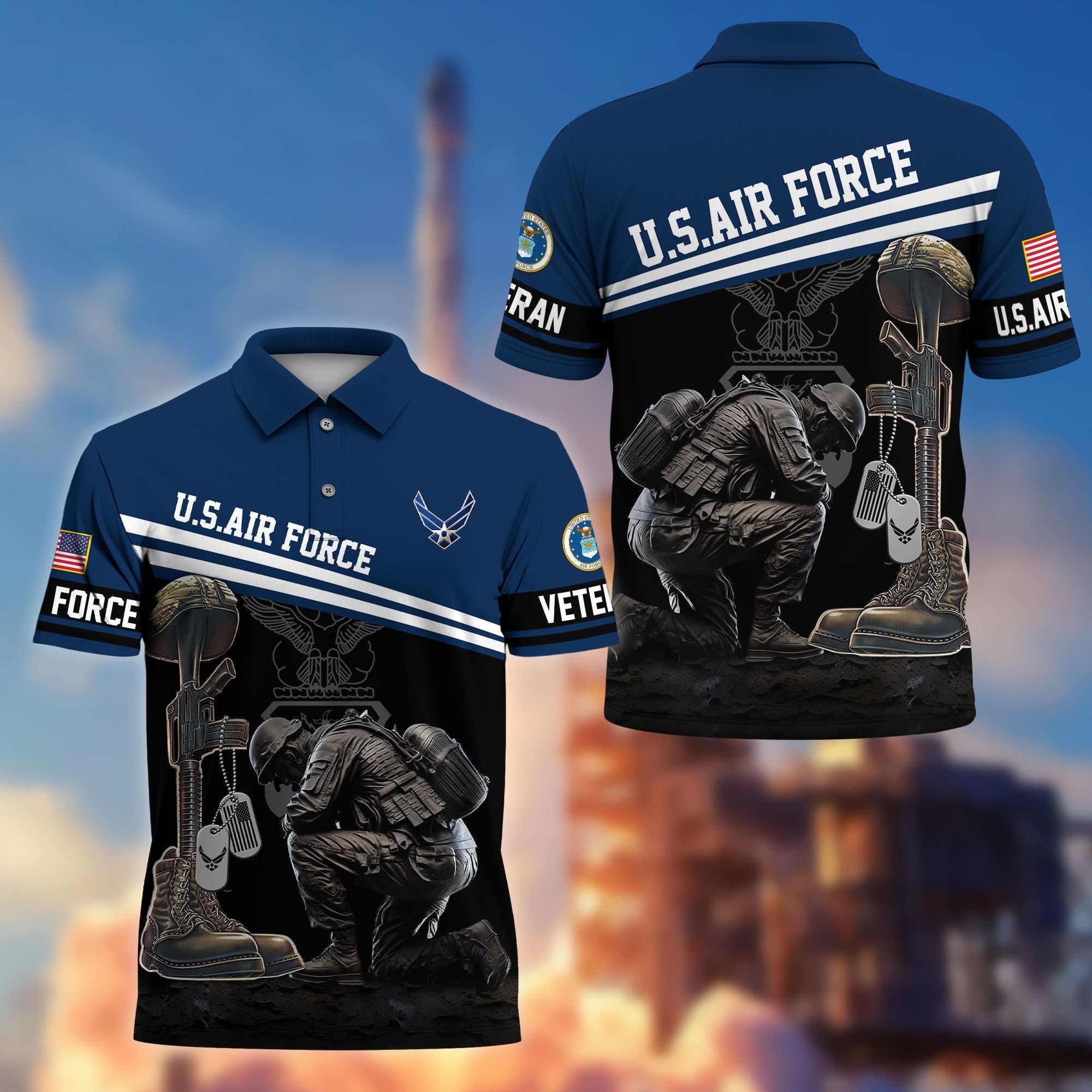 Premium US Veterans Polo Shirt, Gifts For US Veterans, Gifts On Father's Day, Independence Day, Armed Forces Day, Veterans Day.