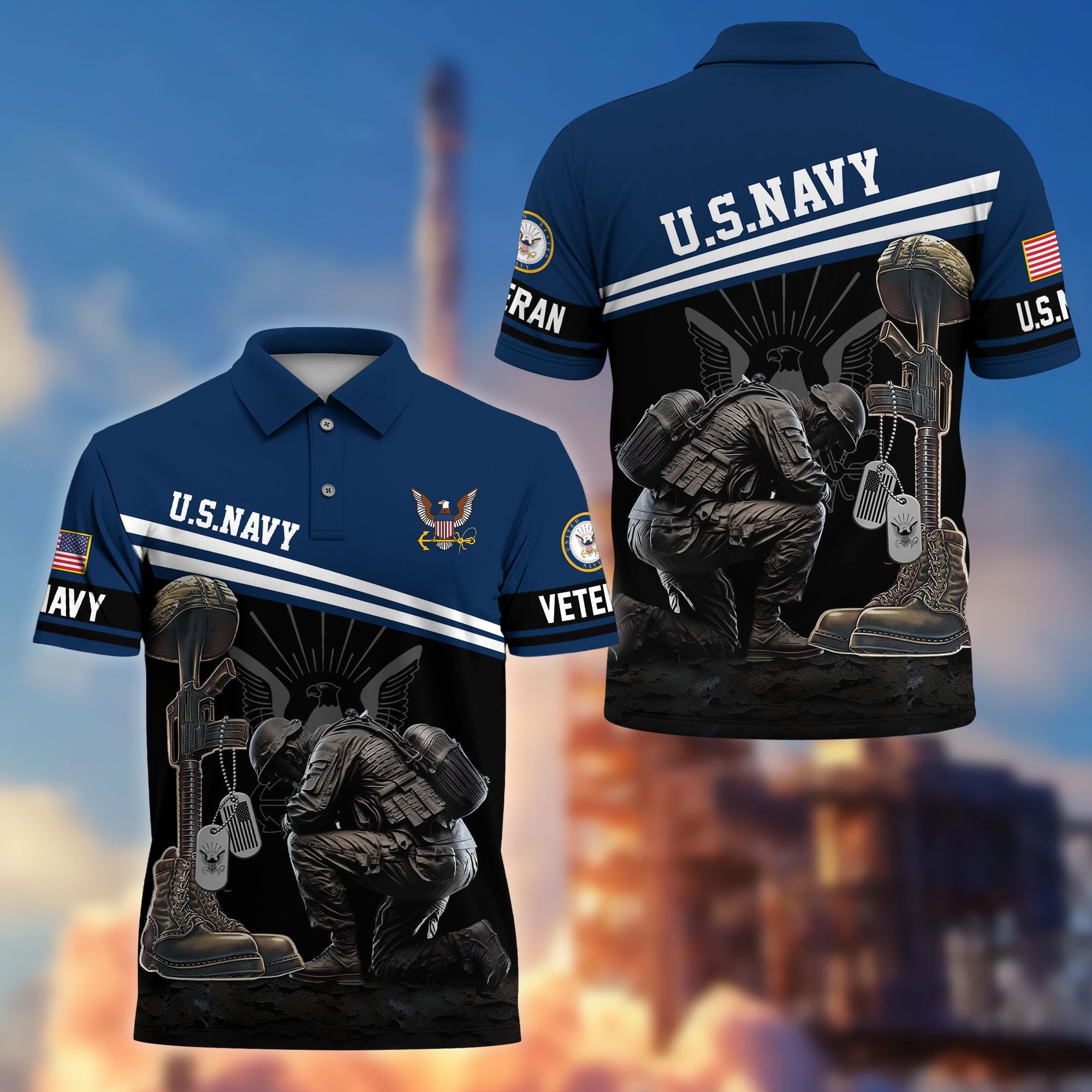 Premium US Veterans Polo Shirt, Gifts For US Veterans, Gifts On Father's Day, Independence Day, Armed Forces Day, Veterans Day.