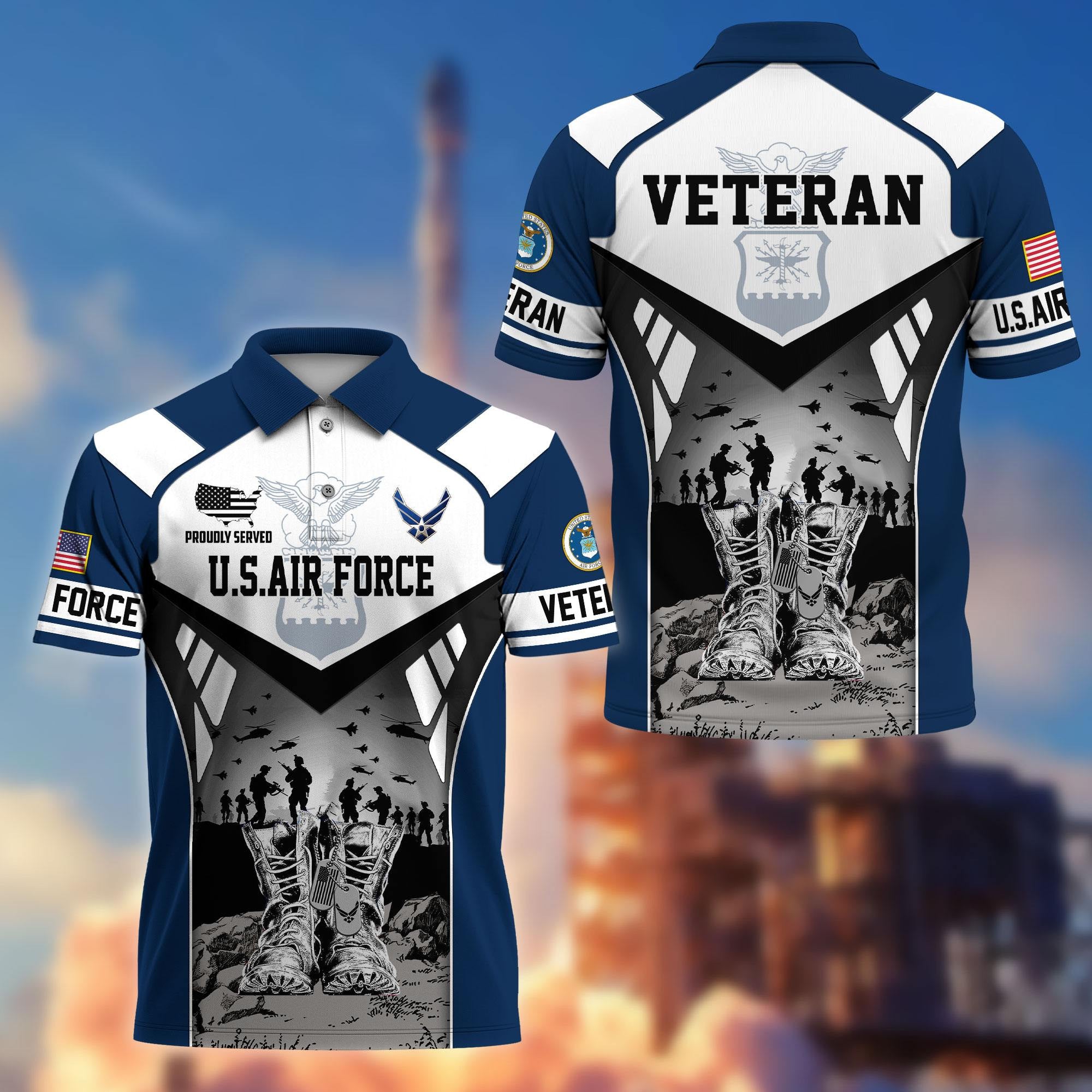 Premium US Veterans Polo Shirt, Gifts For US Veterans, Gifts On Father's Day, Independence Day, Armed Forces Day, Veterans Day.