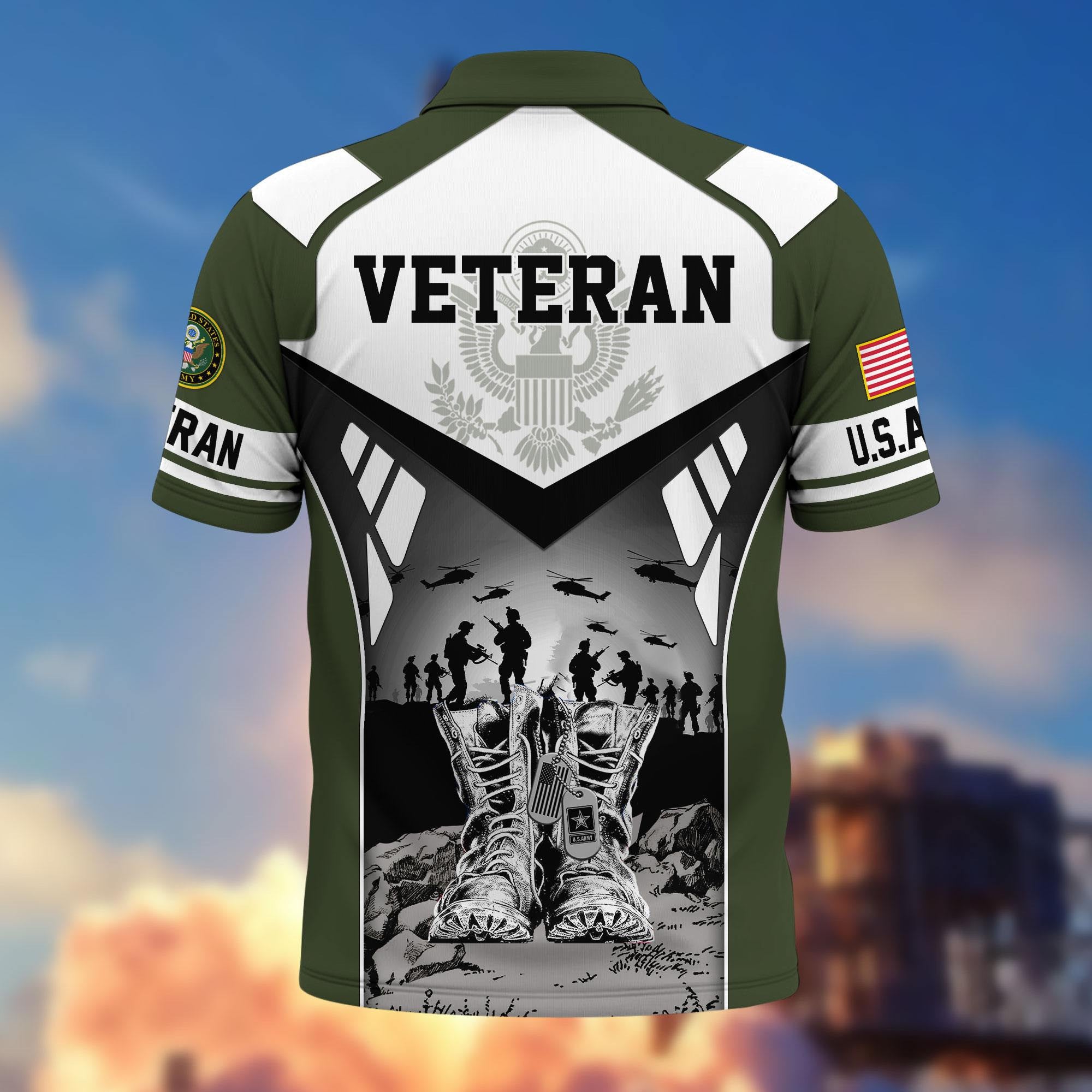 Premium US Veterans Polo Shirt, Gifts For US Veterans, Gifts On Father's Day, Independence Day, Armed Forces Day, Veterans Day.