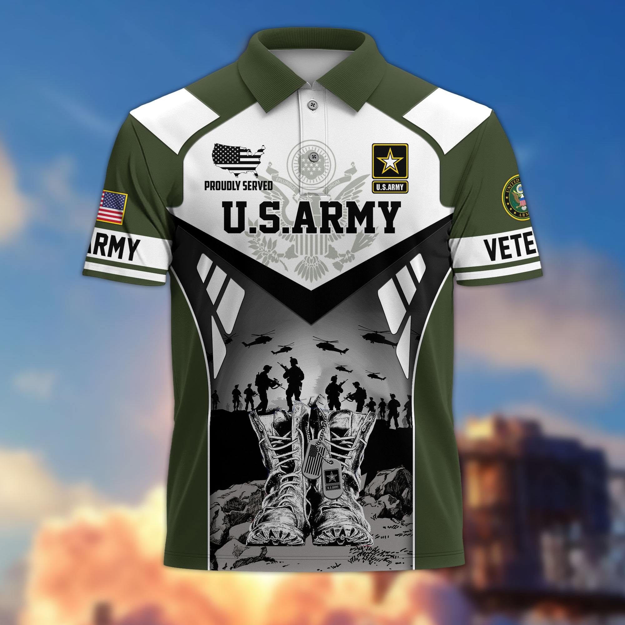Premium US Veterans Polo Shirt, Gifts For US Veterans, Gifts On Father's Day, Independence Day, Armed Forces Day, Veterans Day.