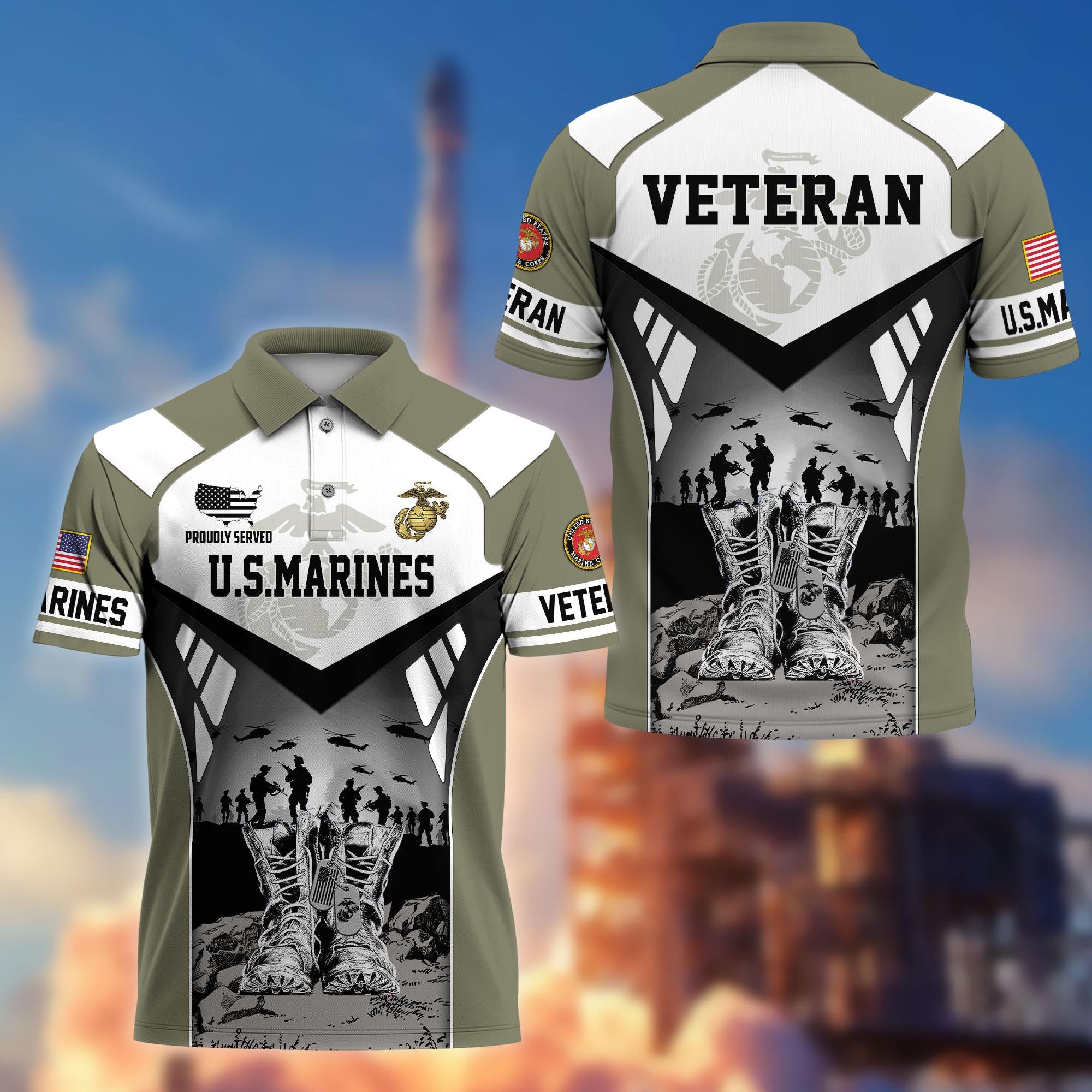 Premium US Veterans Polo Shirt, Gifts For US Veterans, Gifts On Father's Day, Independence Day, Armed Forces Day, Veterans Day.