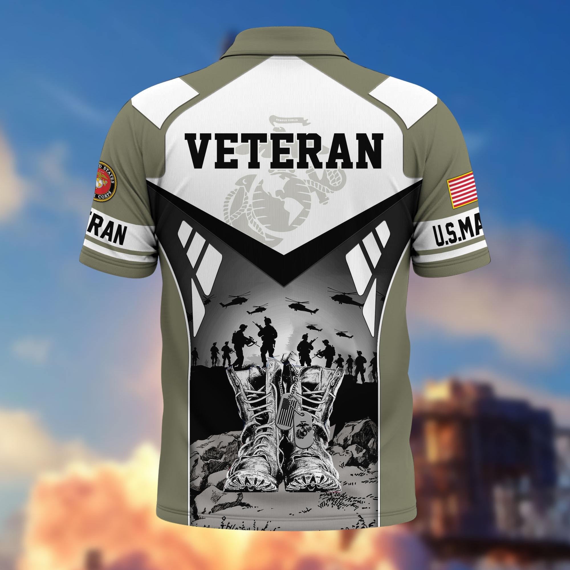 Premium US Veterans Polo Shirt, Gifts For US Veterans, Gifts On Father's Day, Independence Day, Armed Forces Day, Veterans Day.