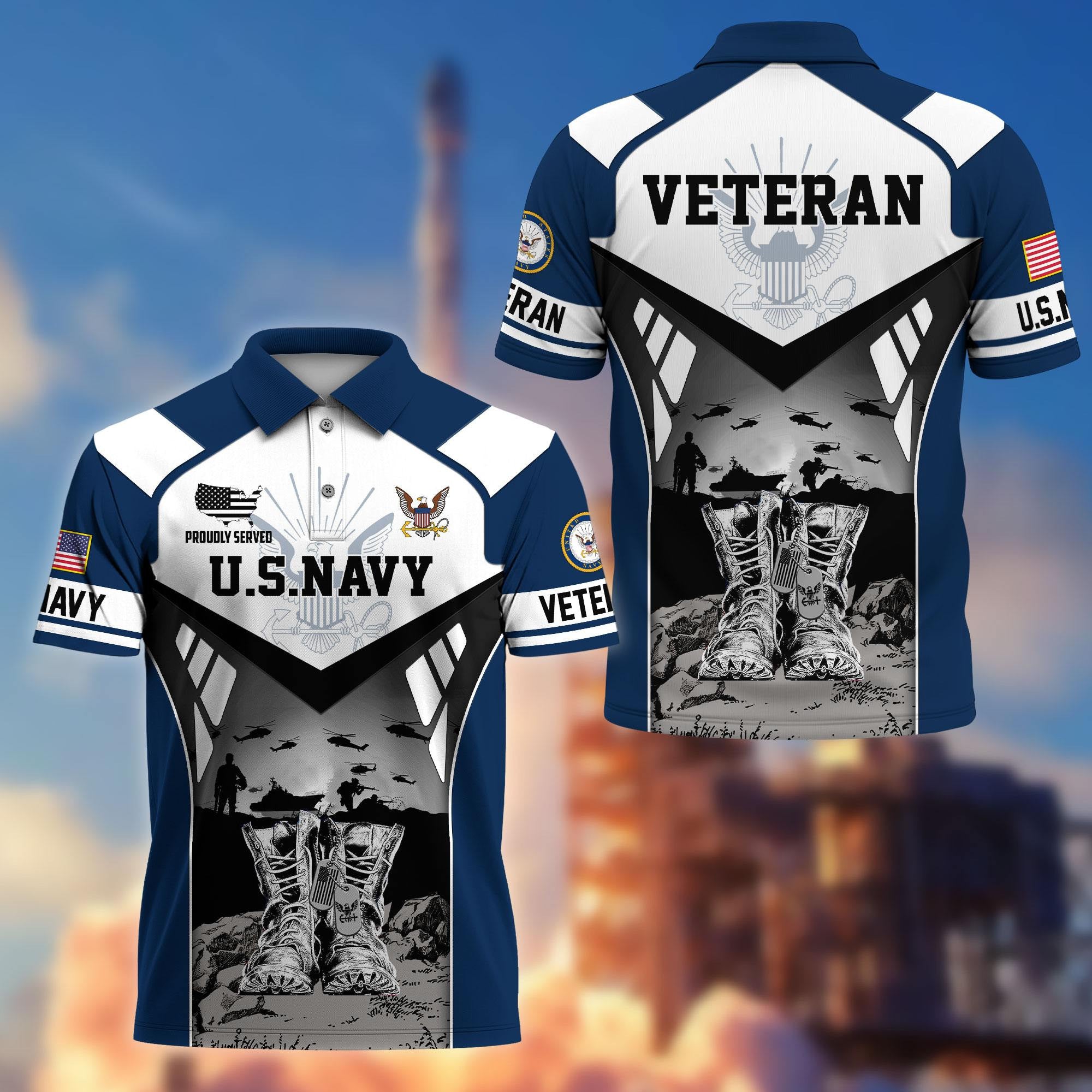 Premium US Veterans Polo Shirt, Gifts For US Veterans, Gifts On Father's Day, Independence Day, Armed Forces Day, Veterans Day.