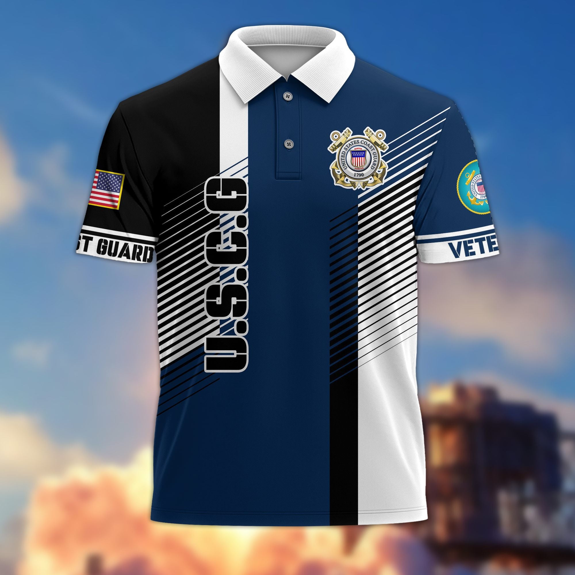 Premium US Veterans Polo Shirt, Gifts For US Veterans, Gifts On Father's Day, Independence Day, Armed Forces Day, Veterans Day.