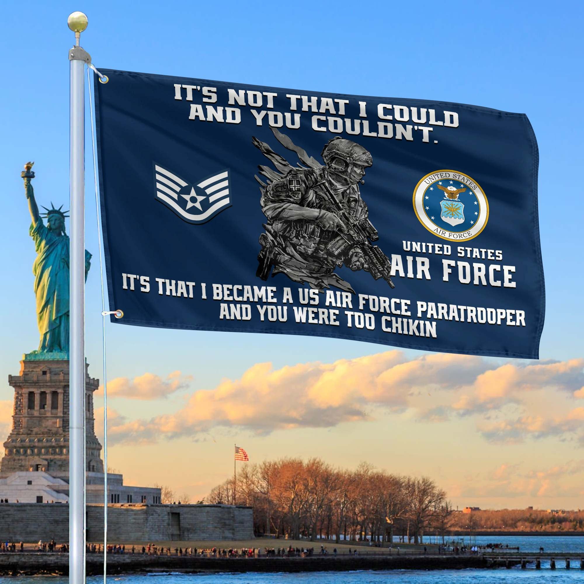 Unique Custom USAF Grommet Flag, Gift For Air Force Veteran, Gifts For Dad, For Husband, Best Gifts On Father's Day, Independence Day, Veterans Day.