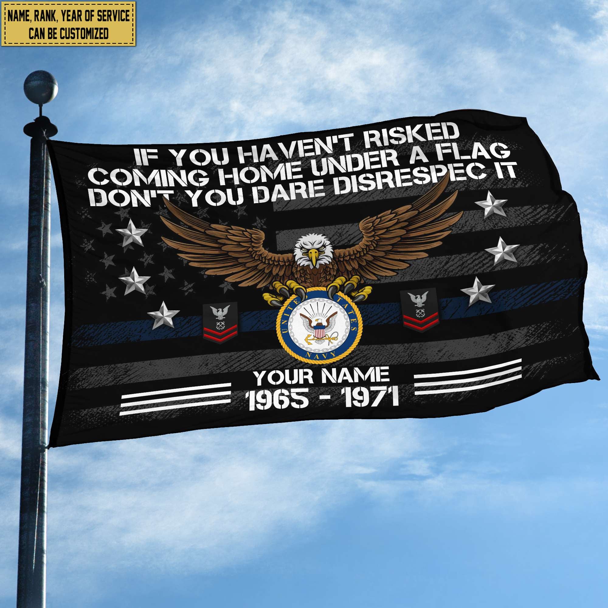 Premium Custom US Navy Grommet Flag, Gift For Navy Veteran, Gifts For Dad, For Husband, Best Gifts On Father's Day, Independence Day, Veterans Day.