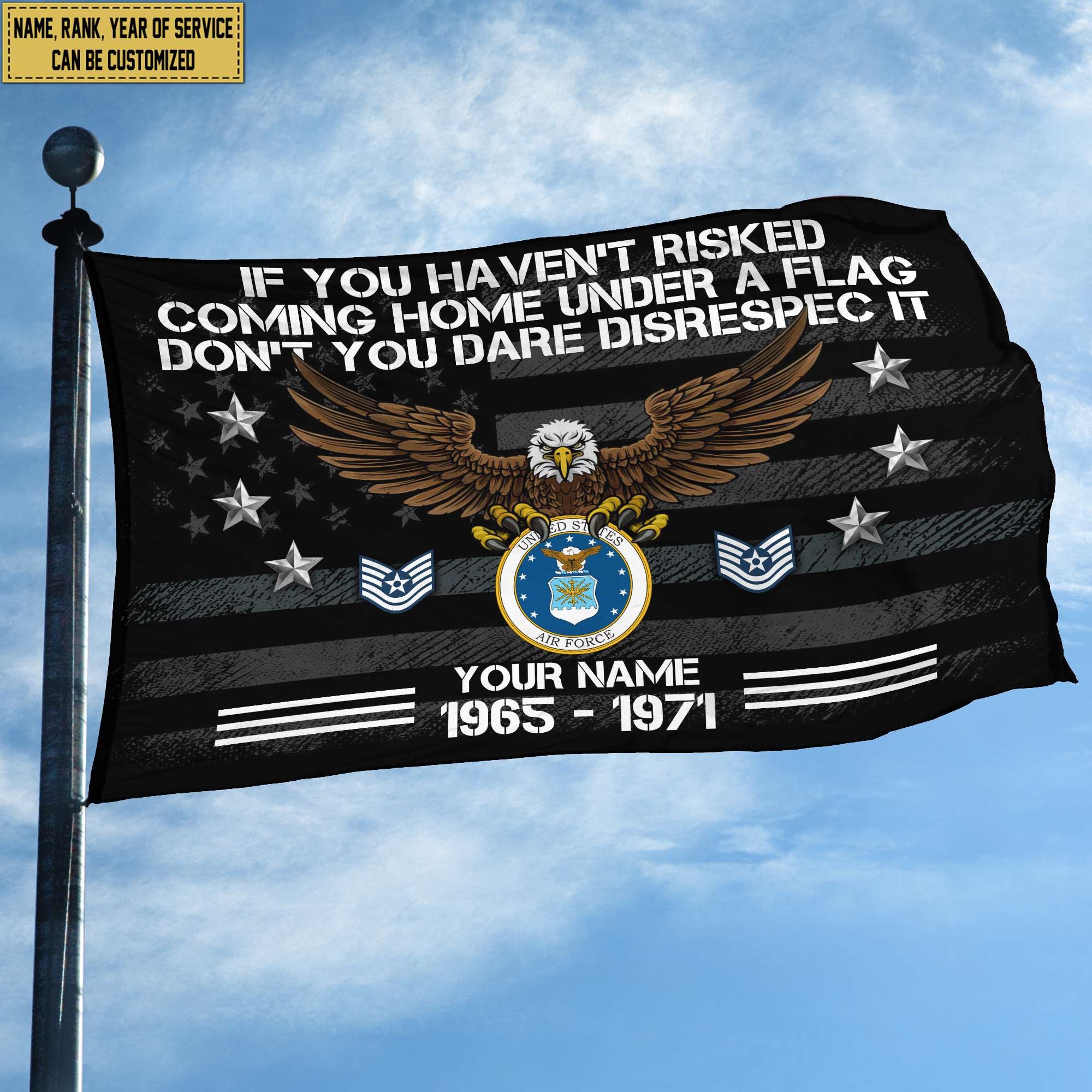 Premium Custom USAF Grommet Flag, Gift For Air Force Veteran, Gifts For Dad, For Husband, Best Gifts On Father's Day, Independence Day, Veterans Day.