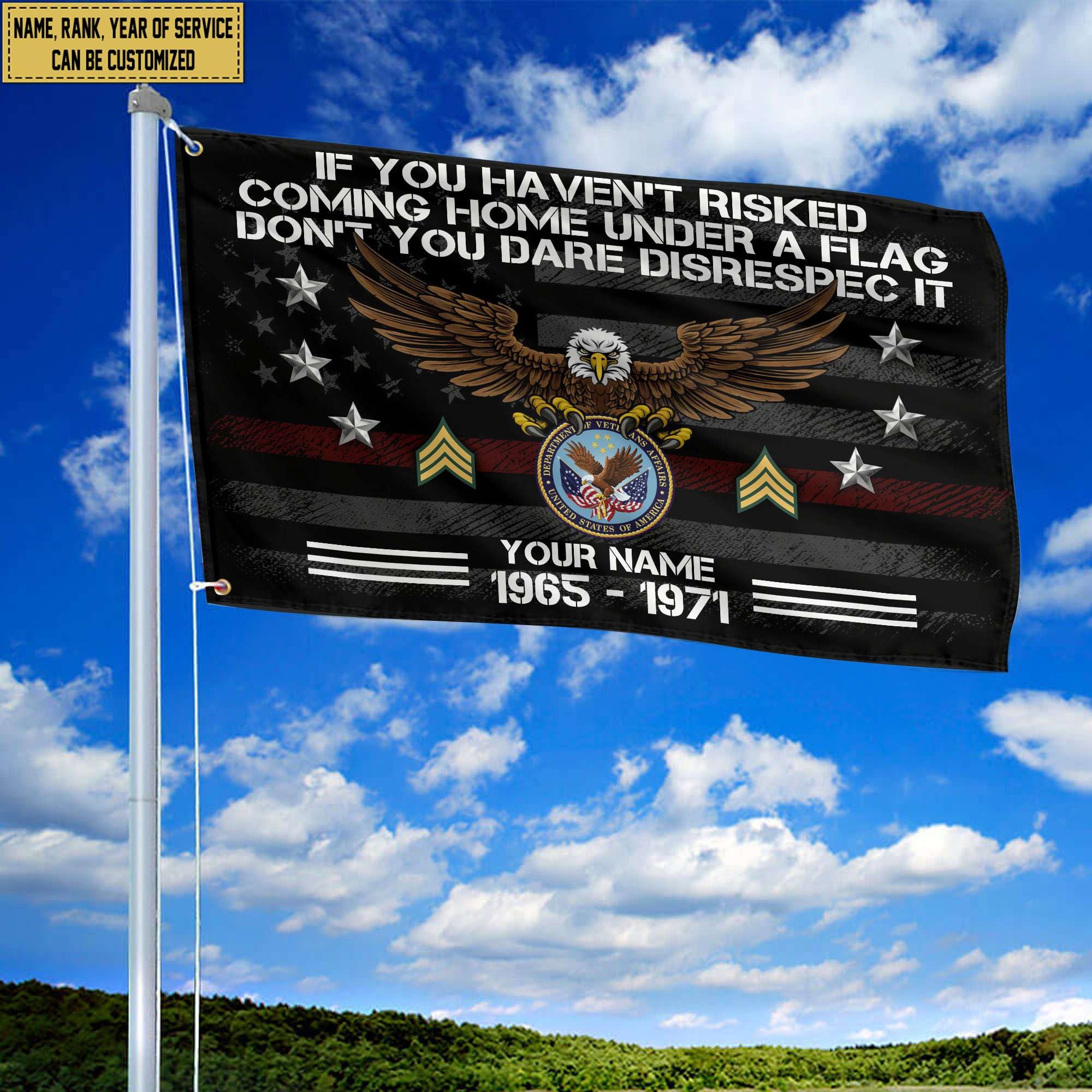 Premium Custom US Veteran Grommet Flag, Gift For US Veteran, Gifts For Dad, For Husband, Best Gifts On Father's Day, Independence Day, Veterans Day.