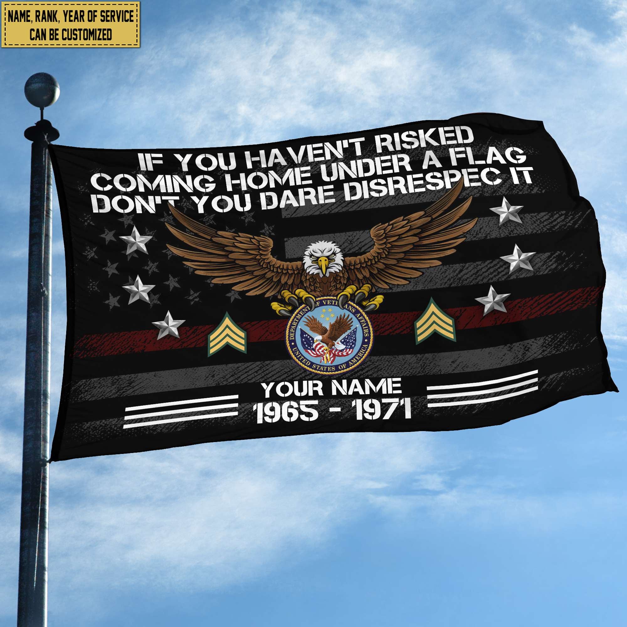 Premium Custom US Veteran Grommet Flag, Gift For US Veteran, Gifts For Dad, For Husband, Best Gifts On Father's Day, Independence Day, Veterans Day.