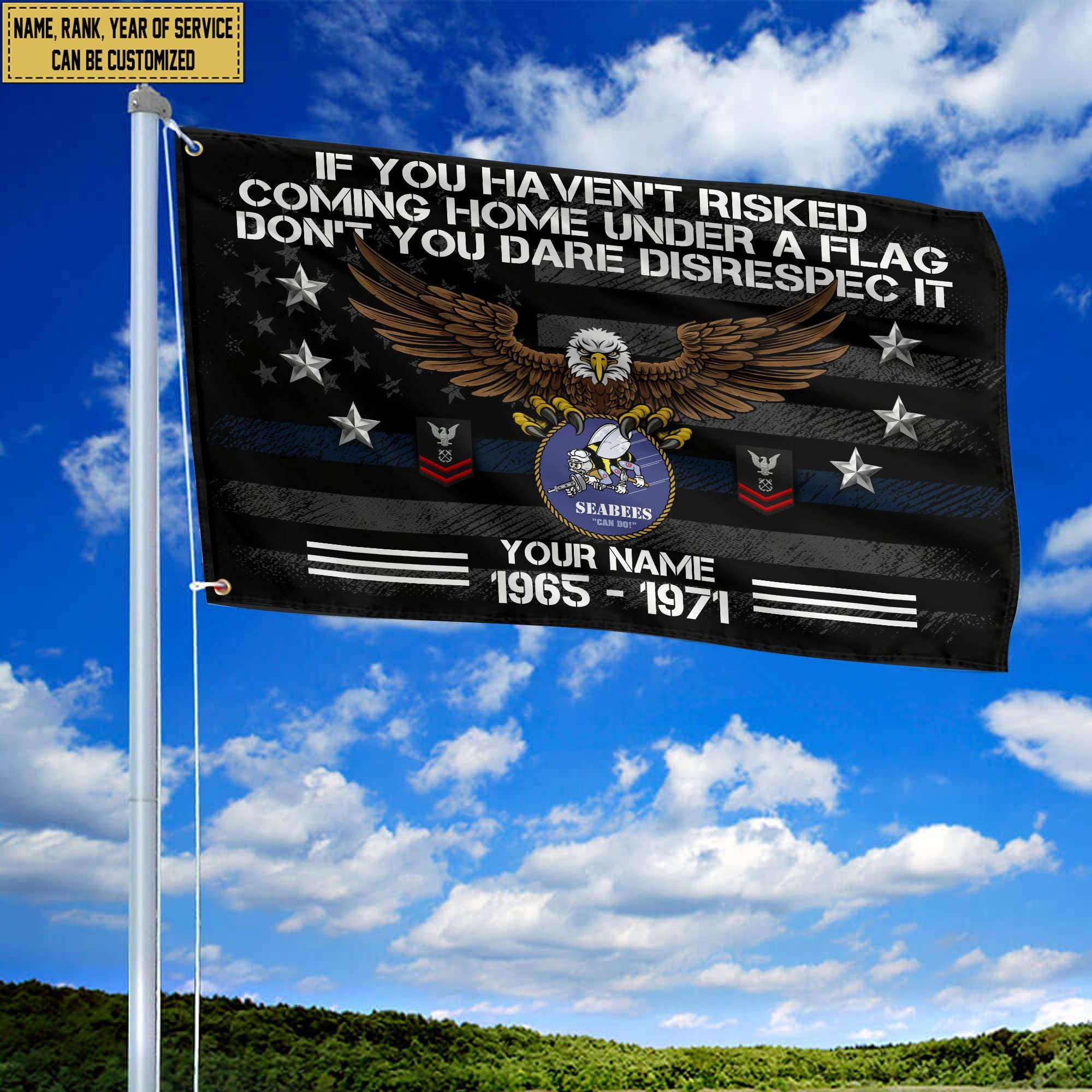 Premium Custom US Seabees Grommet Flag, Gift For Seabees Veteran, Gifts For Dad, For Husband, Best Gifts On Father's Day, Independence Day, Veterans Day.