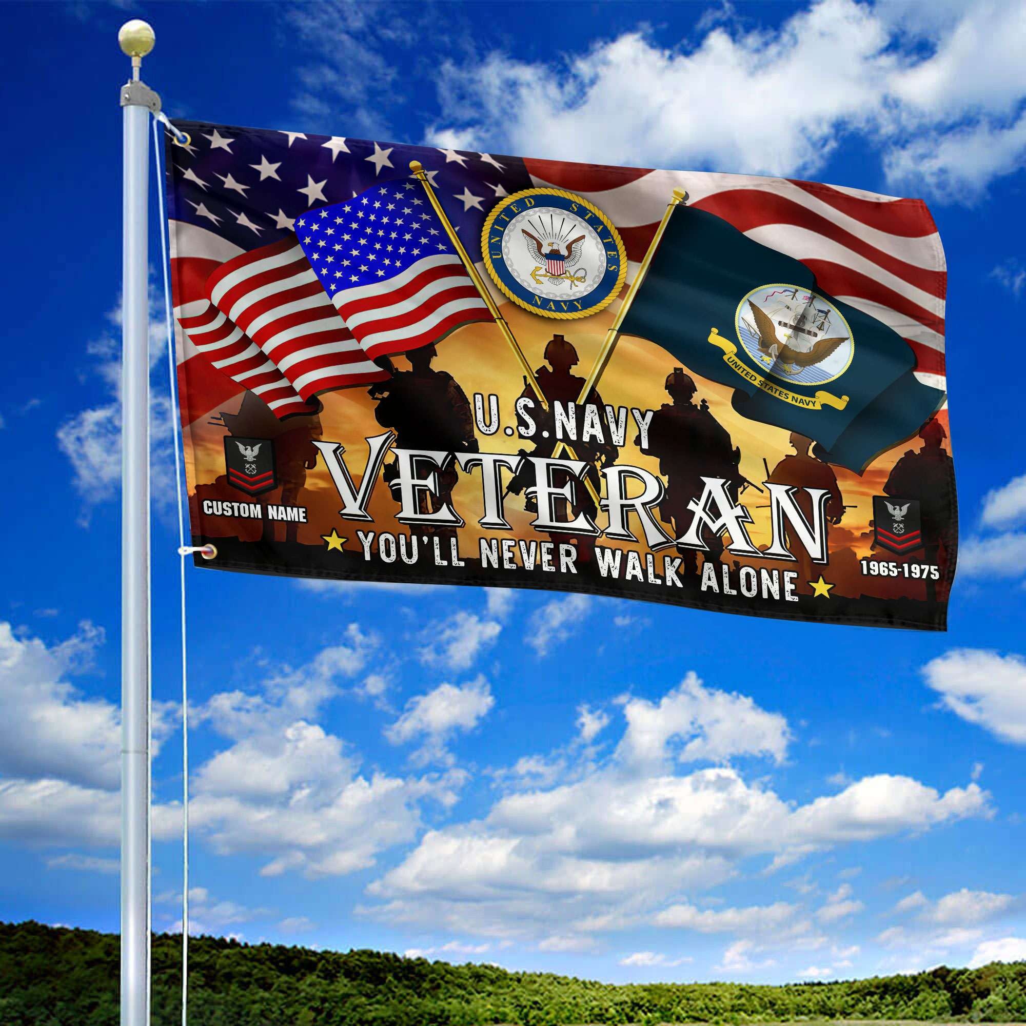 Premium Custom US Navy Grommet Flag, Gift For Navy Veteran, Gifts For Dad, For Husband, Best Gifts On Father's Day, Independence Day, Veterans Day.