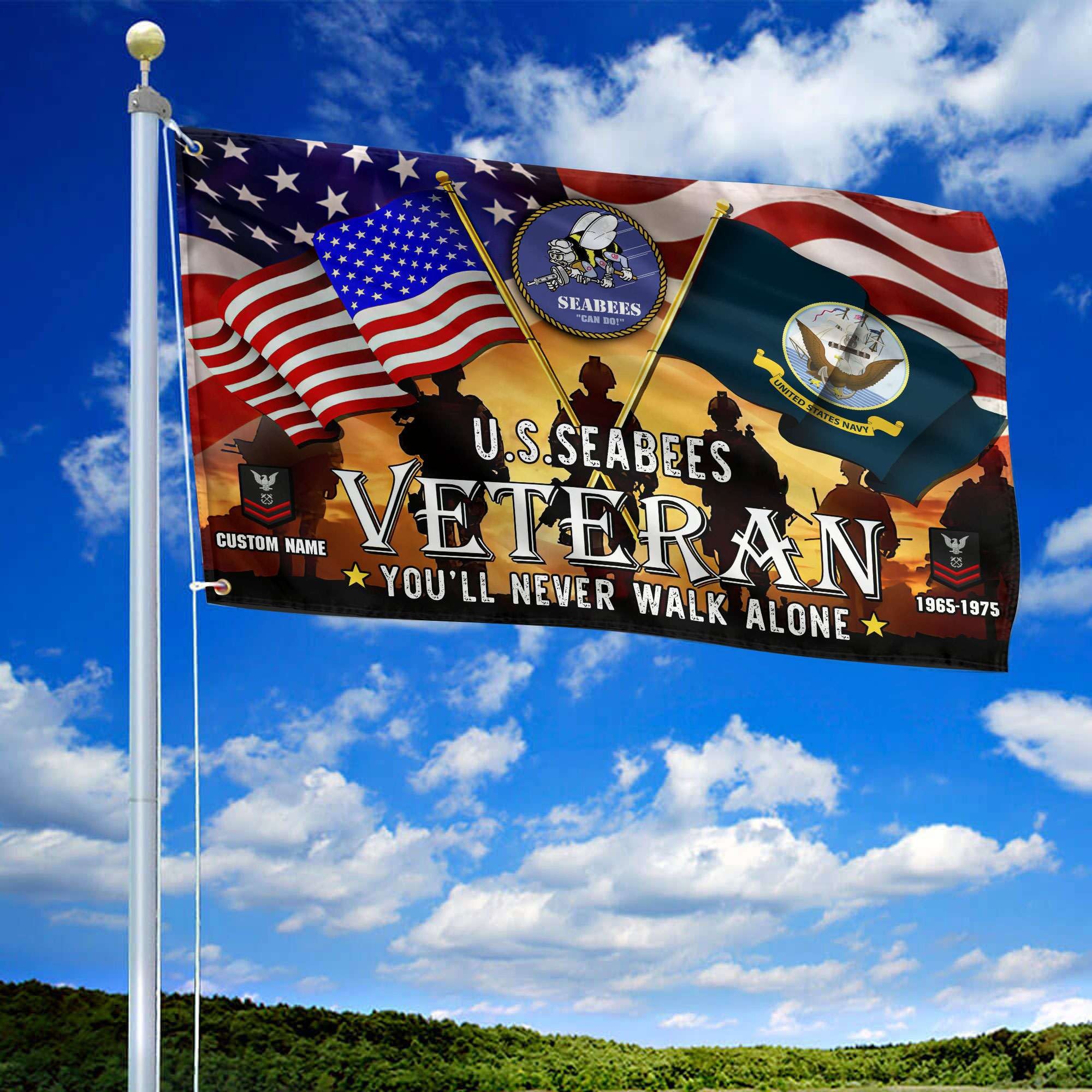 Premium Custom US Seabees Grommet Flag, Gift For Seabees Veteran, Gifts For Dad, For Husband, Best Gifts On Father's Day, Independence Day, Veterans Day.
