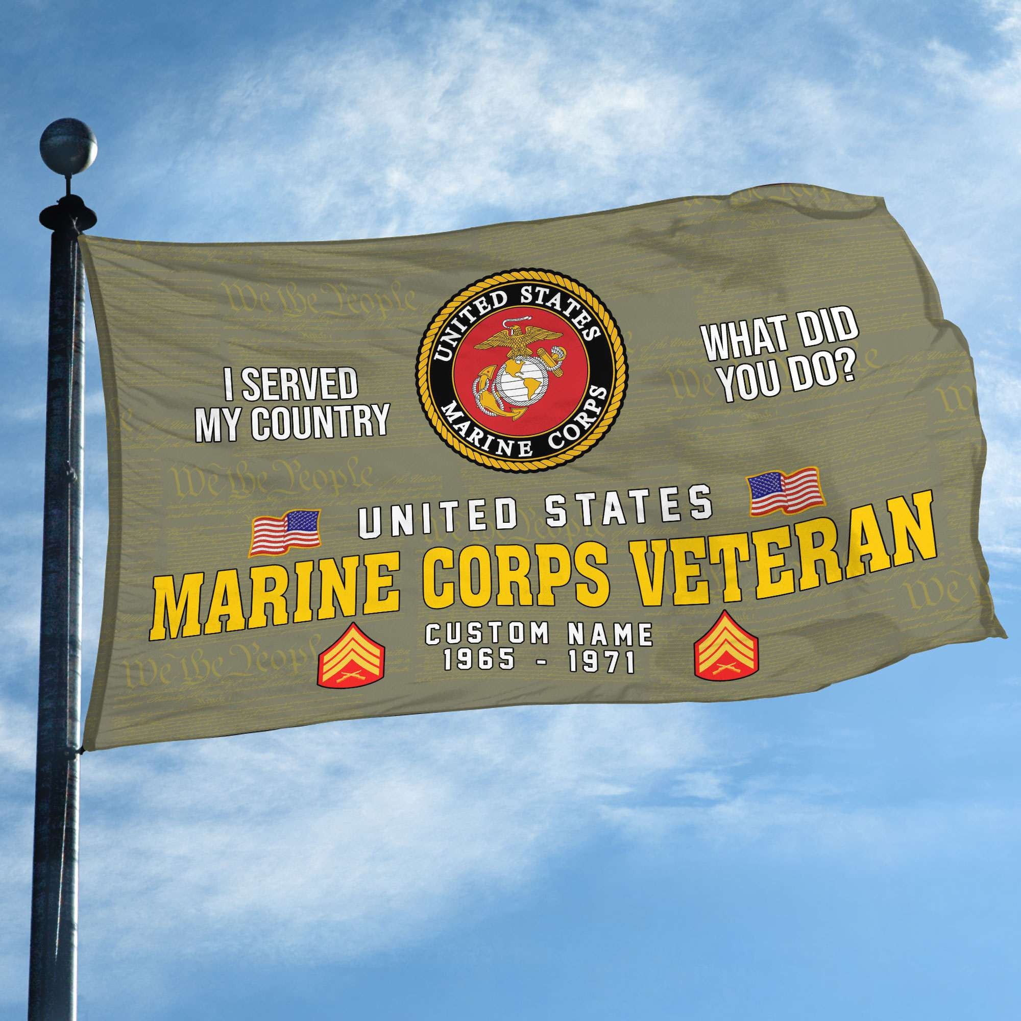Unique Custom Name, Rank, Year, USMC Grommet Flag, Gift For Marine Veteran, Gifts For Dad, For Husband, Best Gifts On Father's Day, Independence Day, Veterans Day.