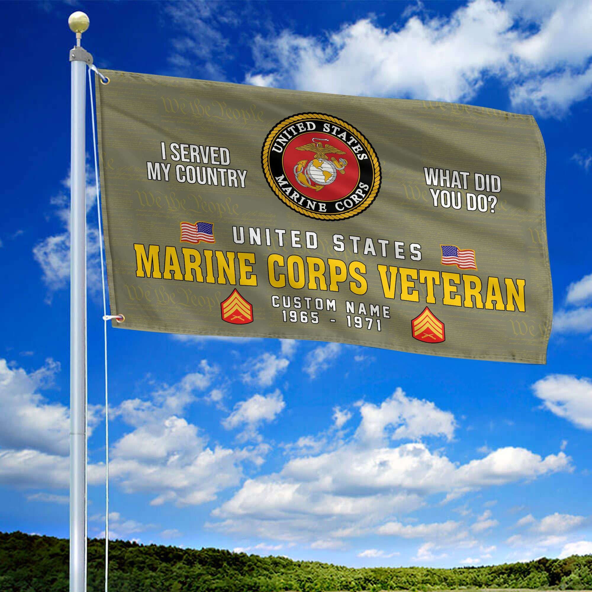 Unique Custom Name, Rank, Year, USMC Grommet Flag, Gift For Marine Veteran, Gifts For Dad, For Husband, Best Gifts On Father's Day, Independence Day, Veterans Day.