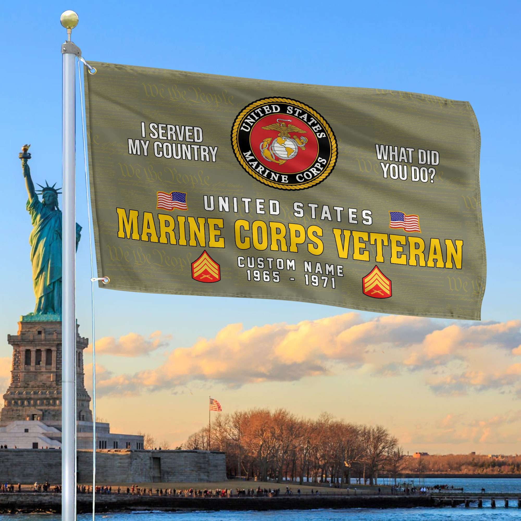 Unique Custom Name, Rank, Year, USMC Grommet Flag, Gift For Marine Veteran, Gifts For Dad, For Husband, Best Gifts On Father's Day, Independence Day, Veterans Day.