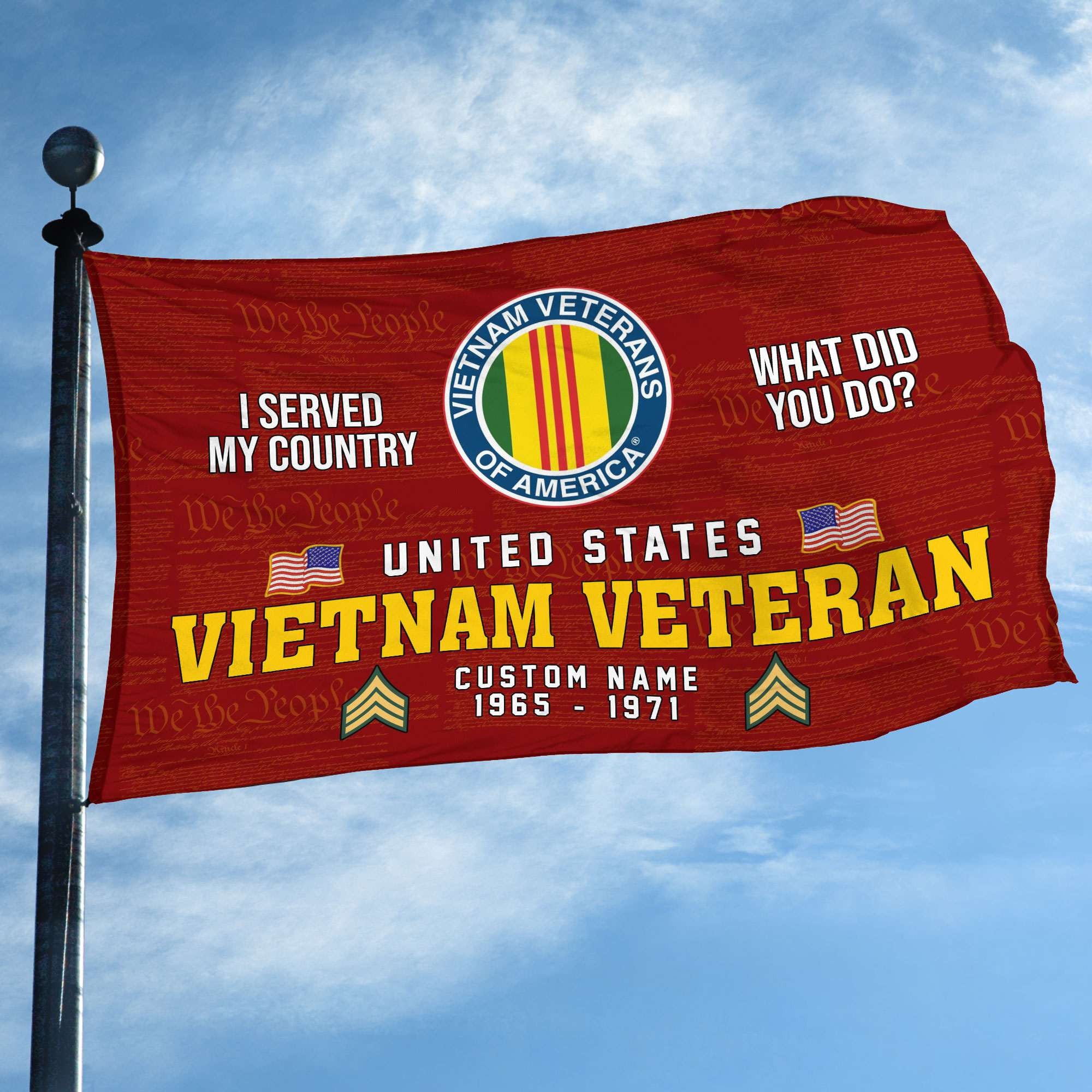 Unique Custom Name, Rank, Year, Vietnam Veteran Grommet Flag, Gift For Vietnam Veteran, Gifts For Dad, For Husband, Best Gifts On Father's Day, Independence Day, Veterans Day.