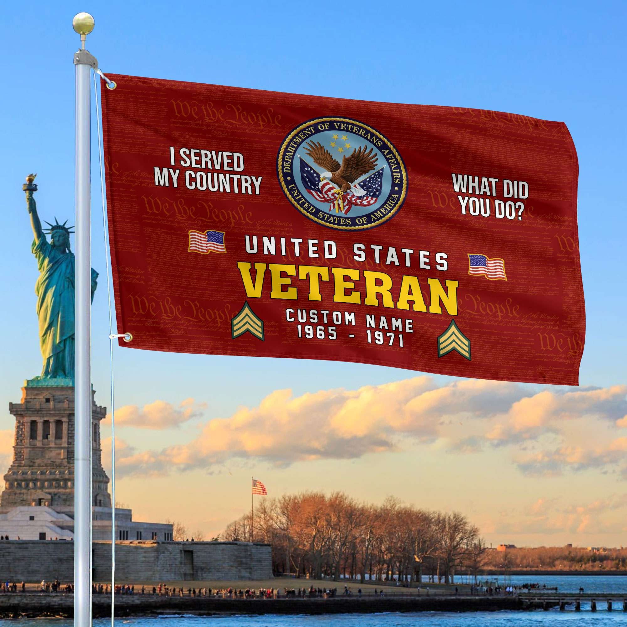 Unique Custom Name, Rank, Year, US Veteran Grommet Flag, Gift For US Veteran, Gifts For Dad, For Husband, Best Gifts On Father's Day, Independence Day, Veterans Day.