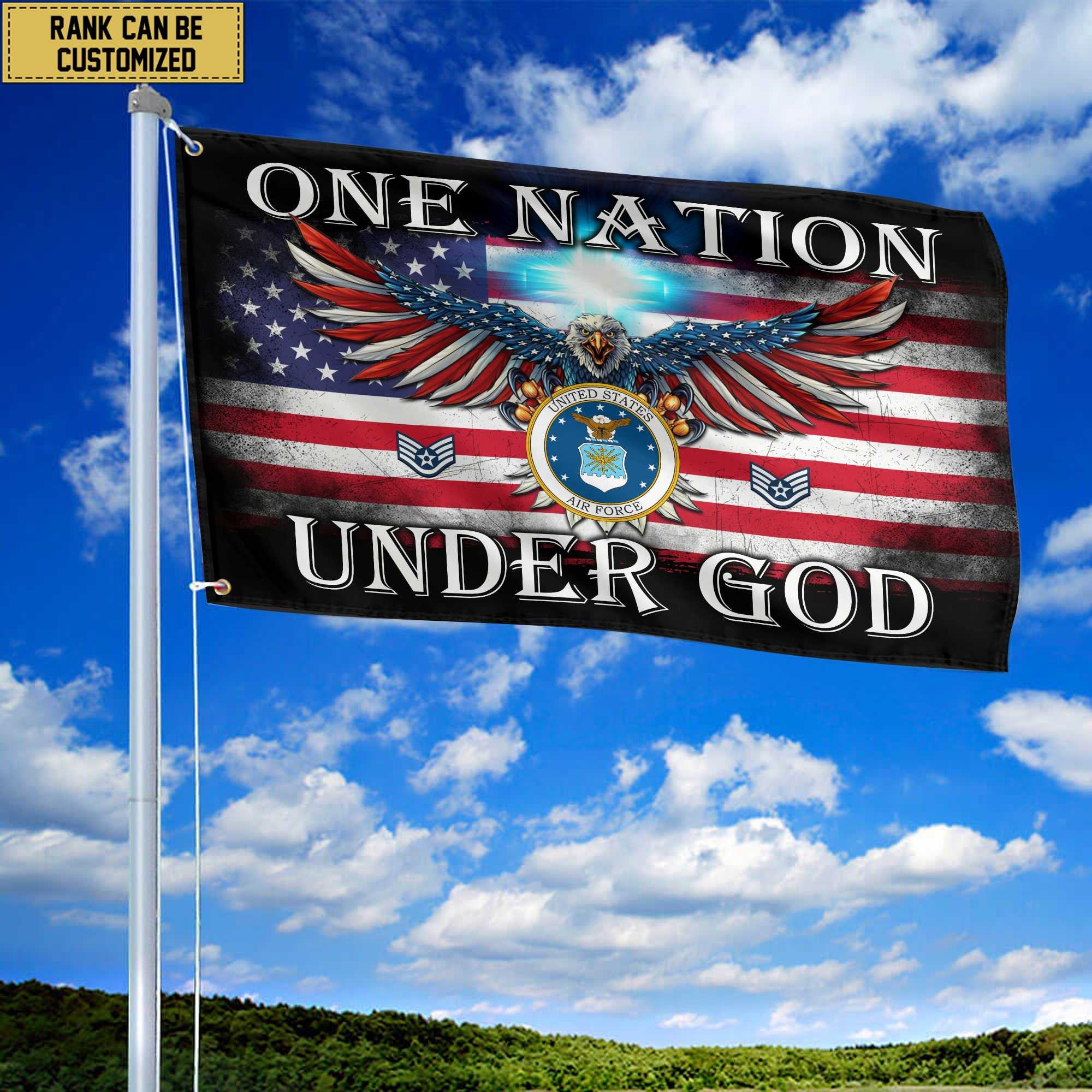 Unique Custom USAF Grommet Flag, Gift For Air Force Veteran, Gifts For Dad, For Husband, Best Gifts On Father's Day, Independence Day, Veterans Day.