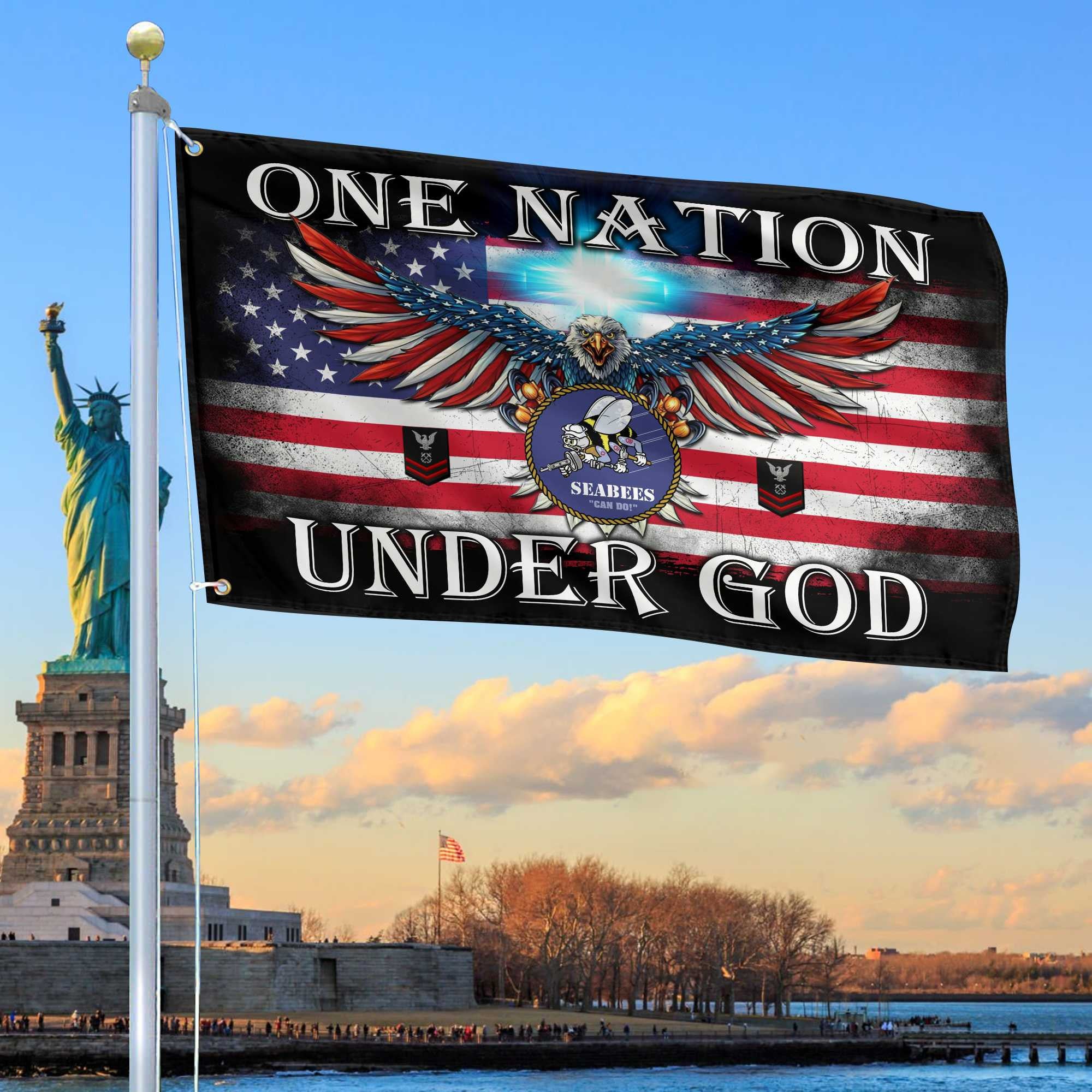 Unique Custom US Seabees Grommet Flag, Gift For Seabees Veteran, Gifts For Dad, For Husband, Best Gifts On Father's Day, Independence Day, Veterans Day.