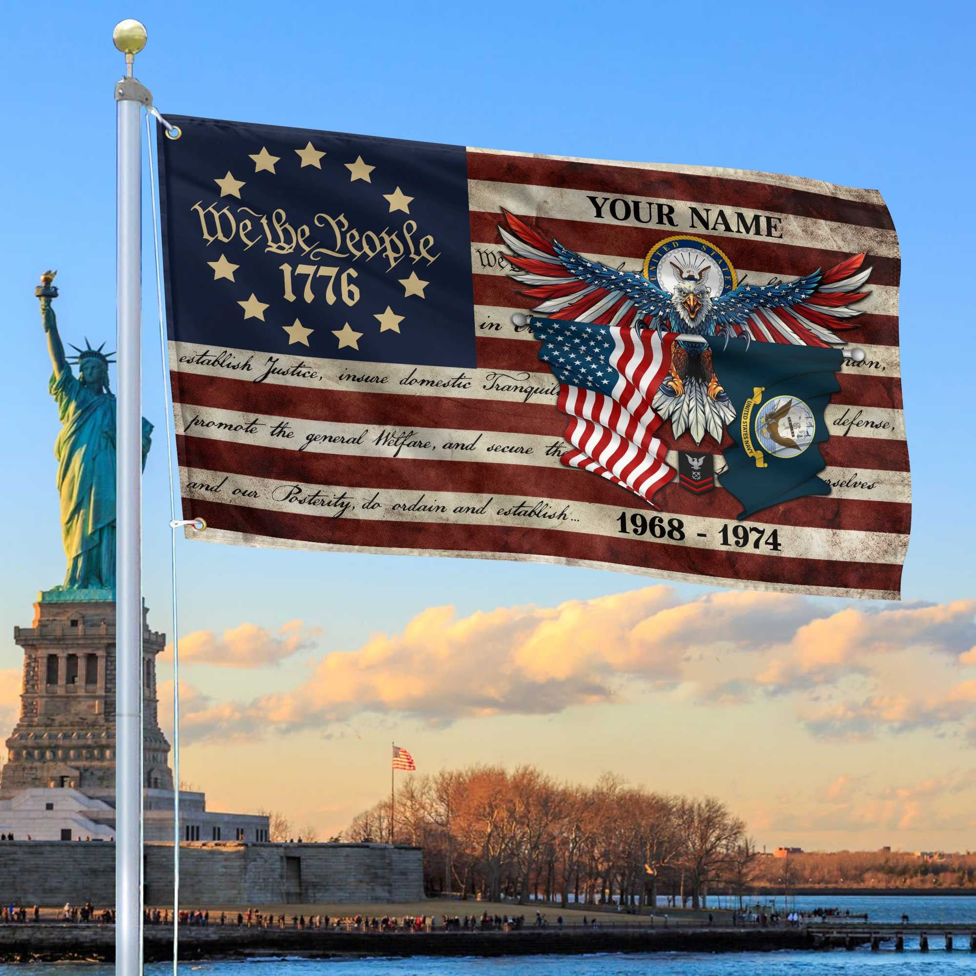 Premium Custom US Navy Grommet Flag, Gift For Navy Veteran, Best Gifts On Father's Day, Memorial Day, Independence Day, Veterans Day.