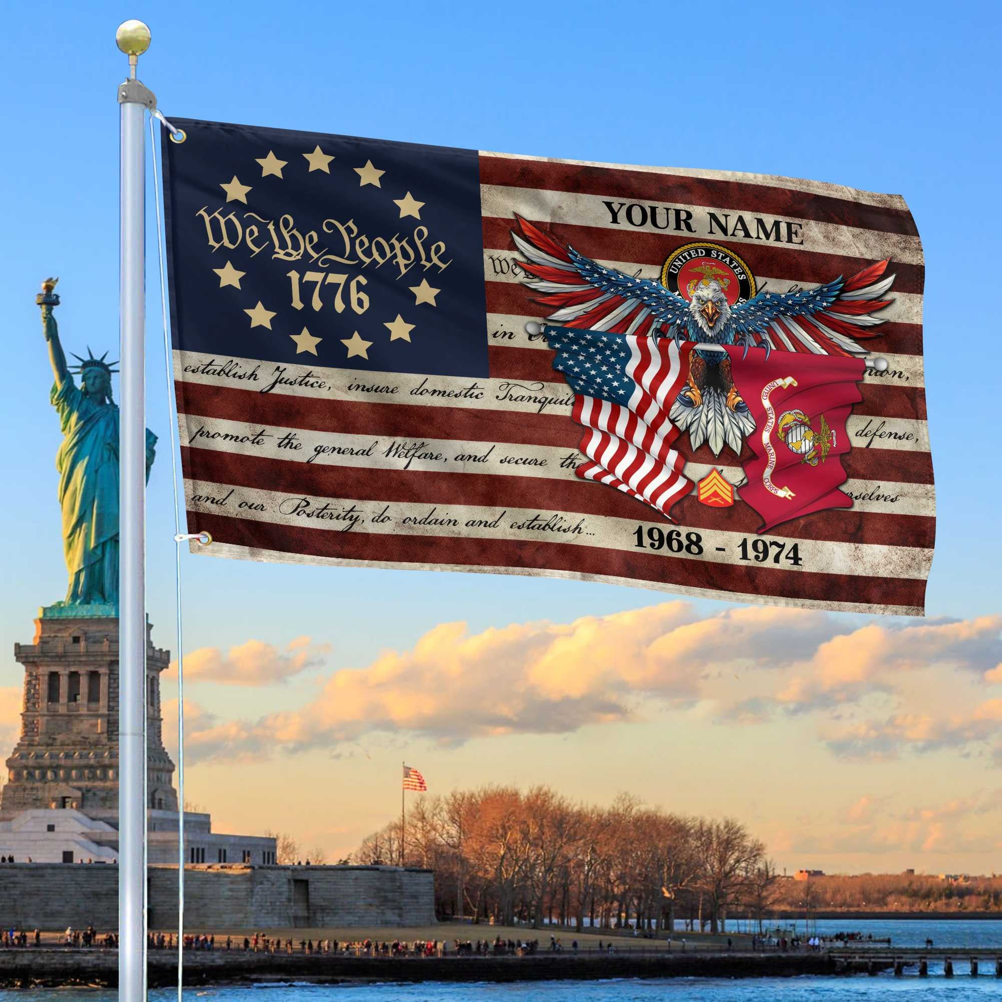 Premium Custom USMC Grommet Flag, Gift For Marine Veteran, Best Gifts On Father's Day, Memorial Day, Independence Day, Veterans Day.