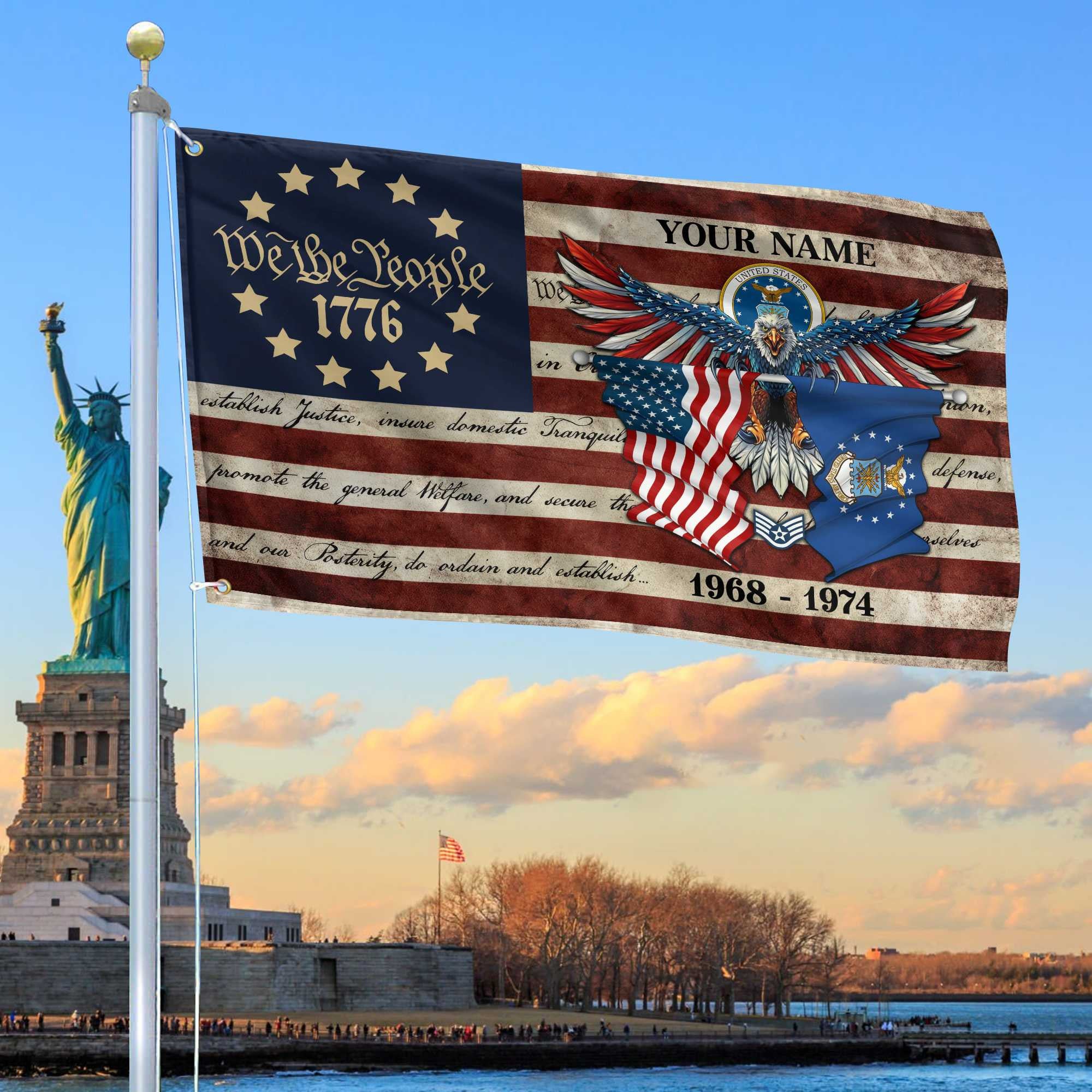 Premium Custom USAF Grommet Flag, Gift For Air Force Veteran, Best Gifts On Father's Day, Memorial Day, Independence Day, Veterans Day.