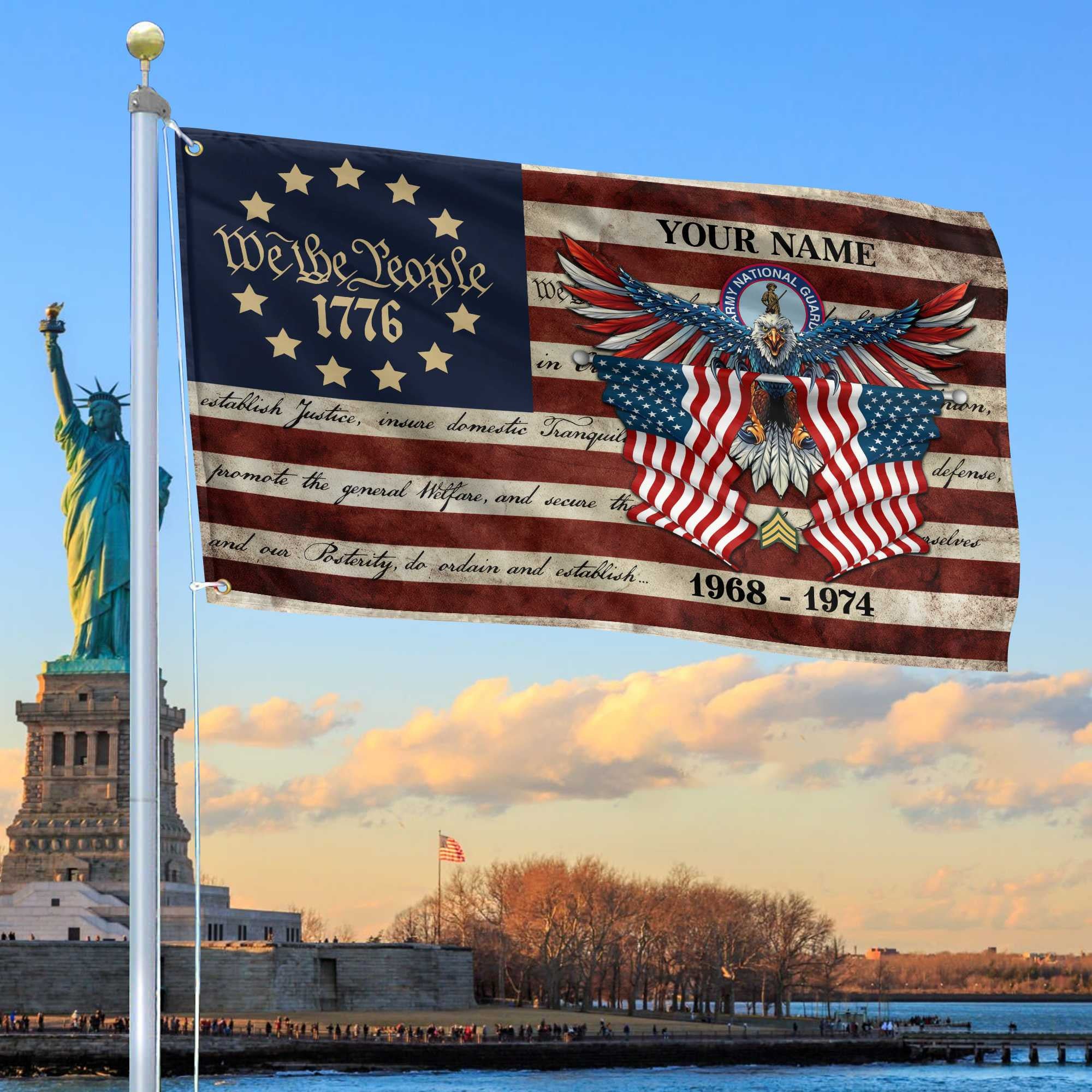 Premium Custom Army National Guard Grommet Flag, Gift For Army National Guard Veteran, Best Gifts On Father's Day, Memorial Day, Independence Day, Veterans Day.