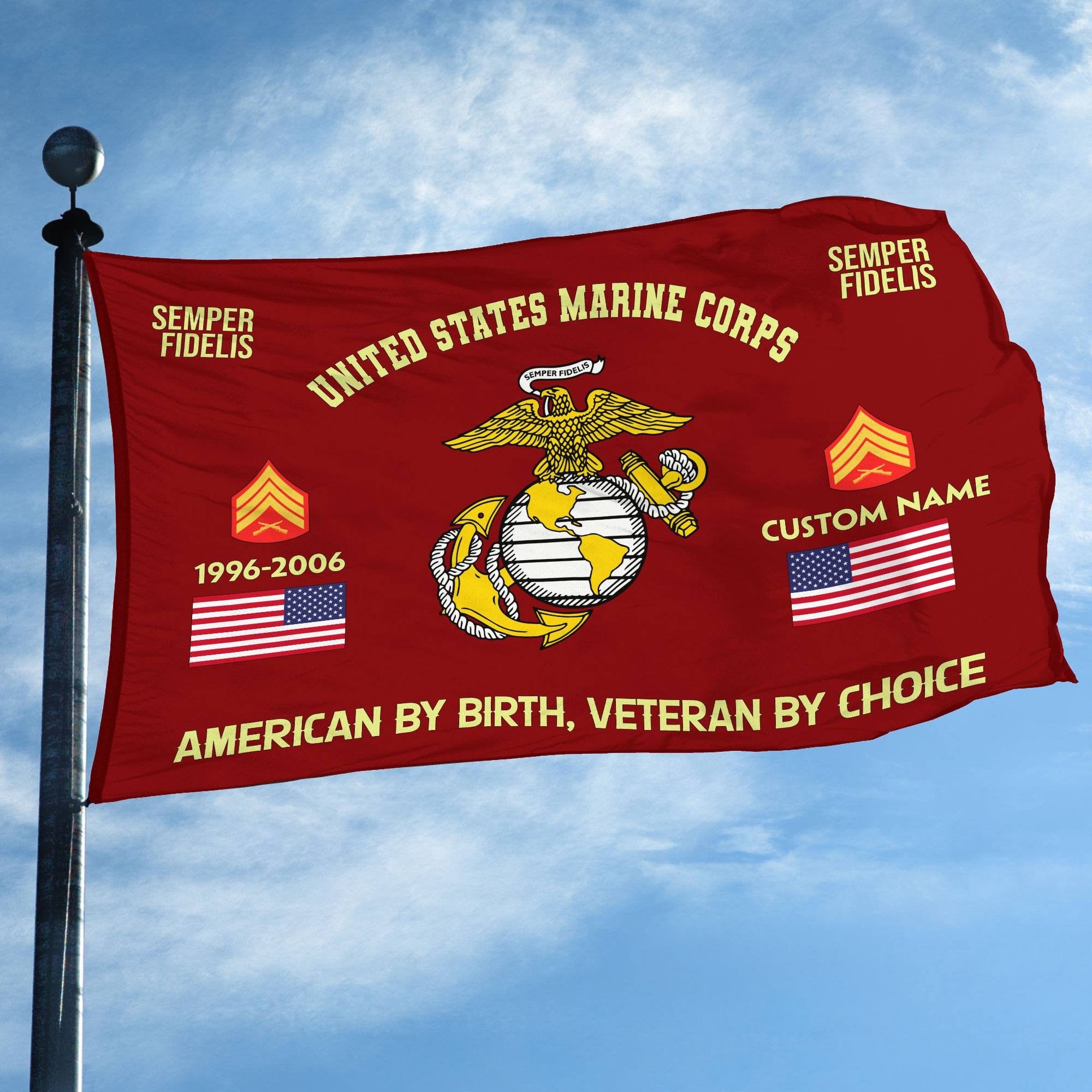 Premium Custom Name, Rank, Year, USMC Grommet Flag, Gift For Marine Veteran, Gifts For Dad, For Husband, Best Gifts On Father's Day, Independence Day, Veterans Day.